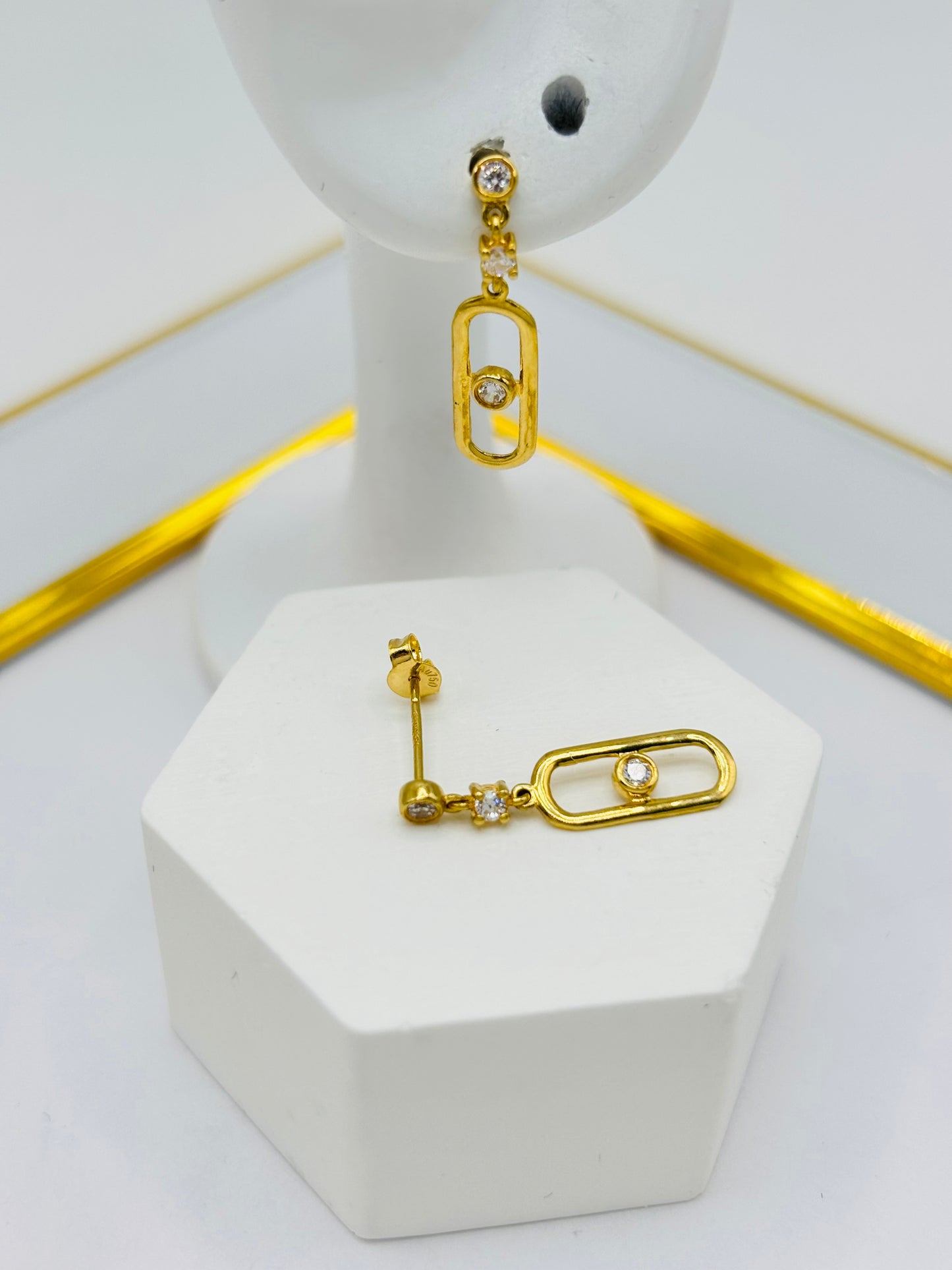 18K Gold Dangling Earrings