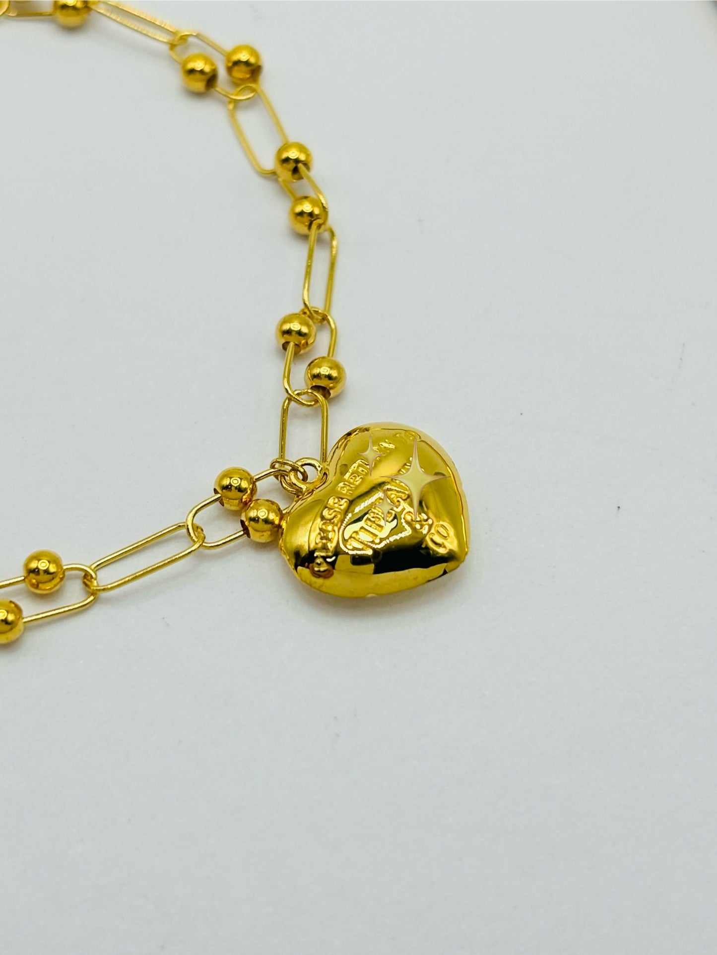 18K Gold Micro Hardware with Heart Bracelet