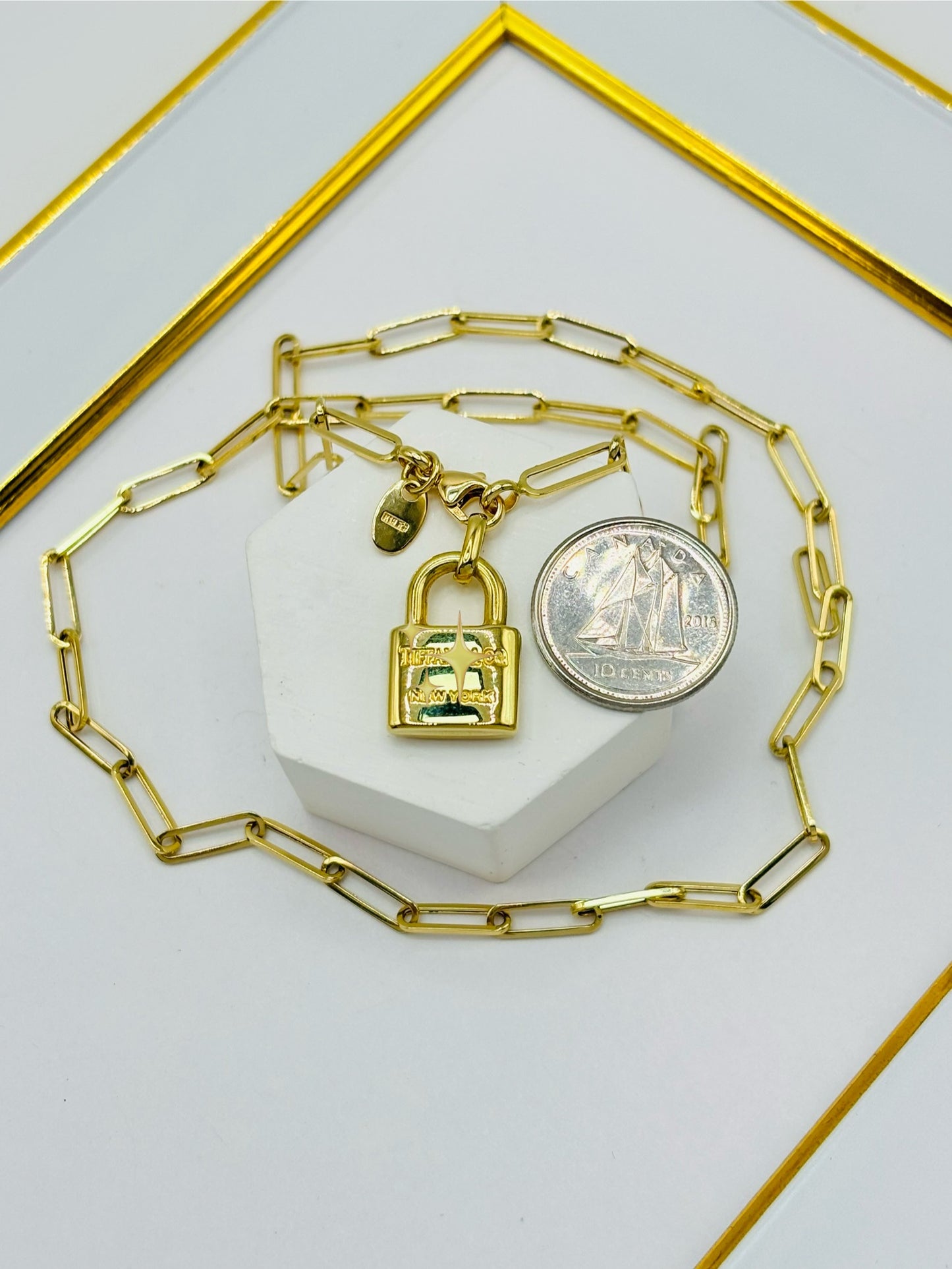 K18 Japan Gold Padlock Necklace