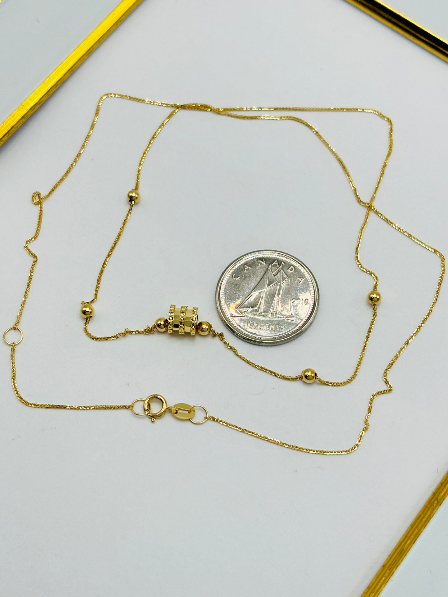 18K gold Ball & Barrel Attached Necklace