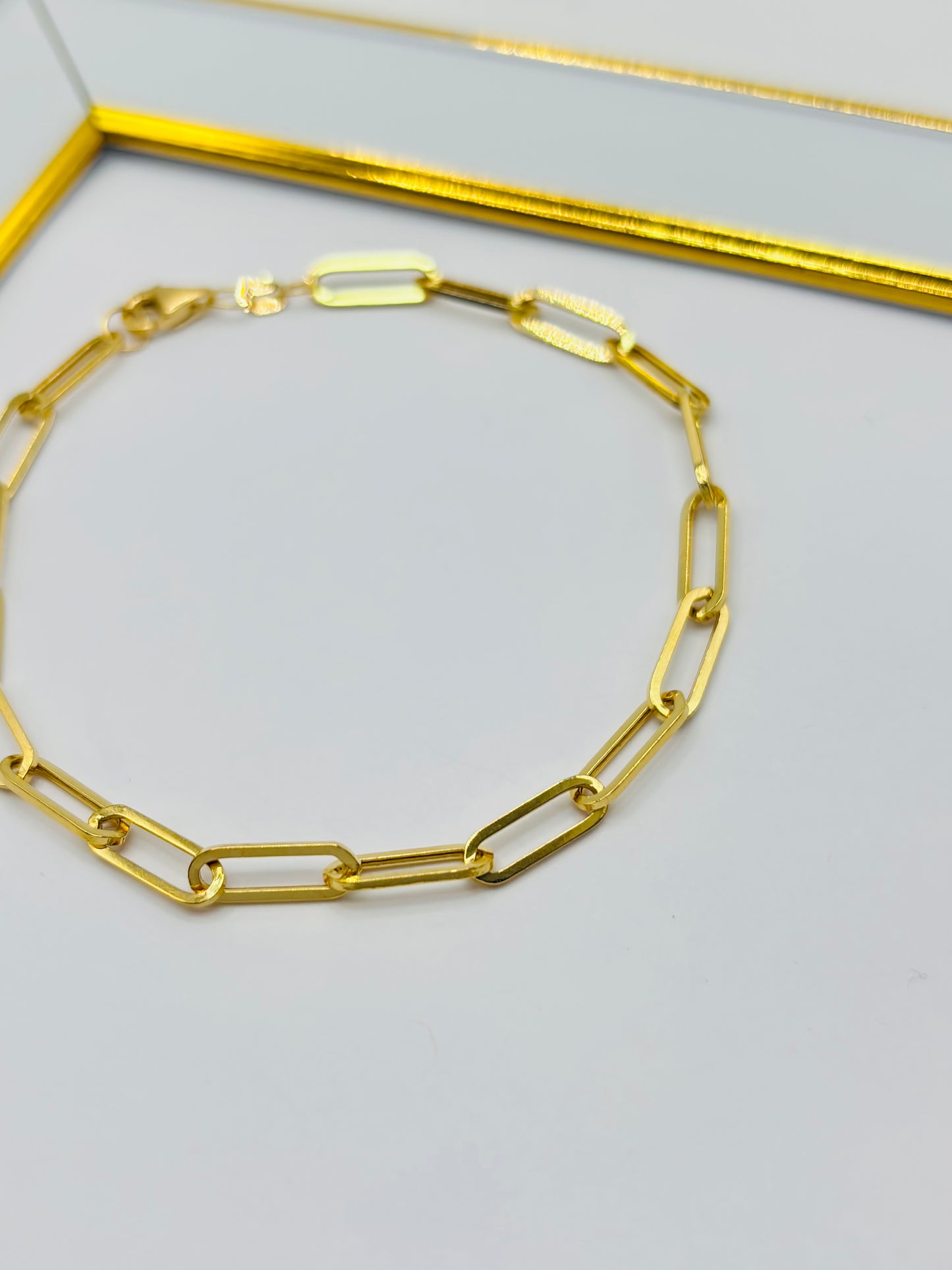 18K Gold Paperclip Bracelet