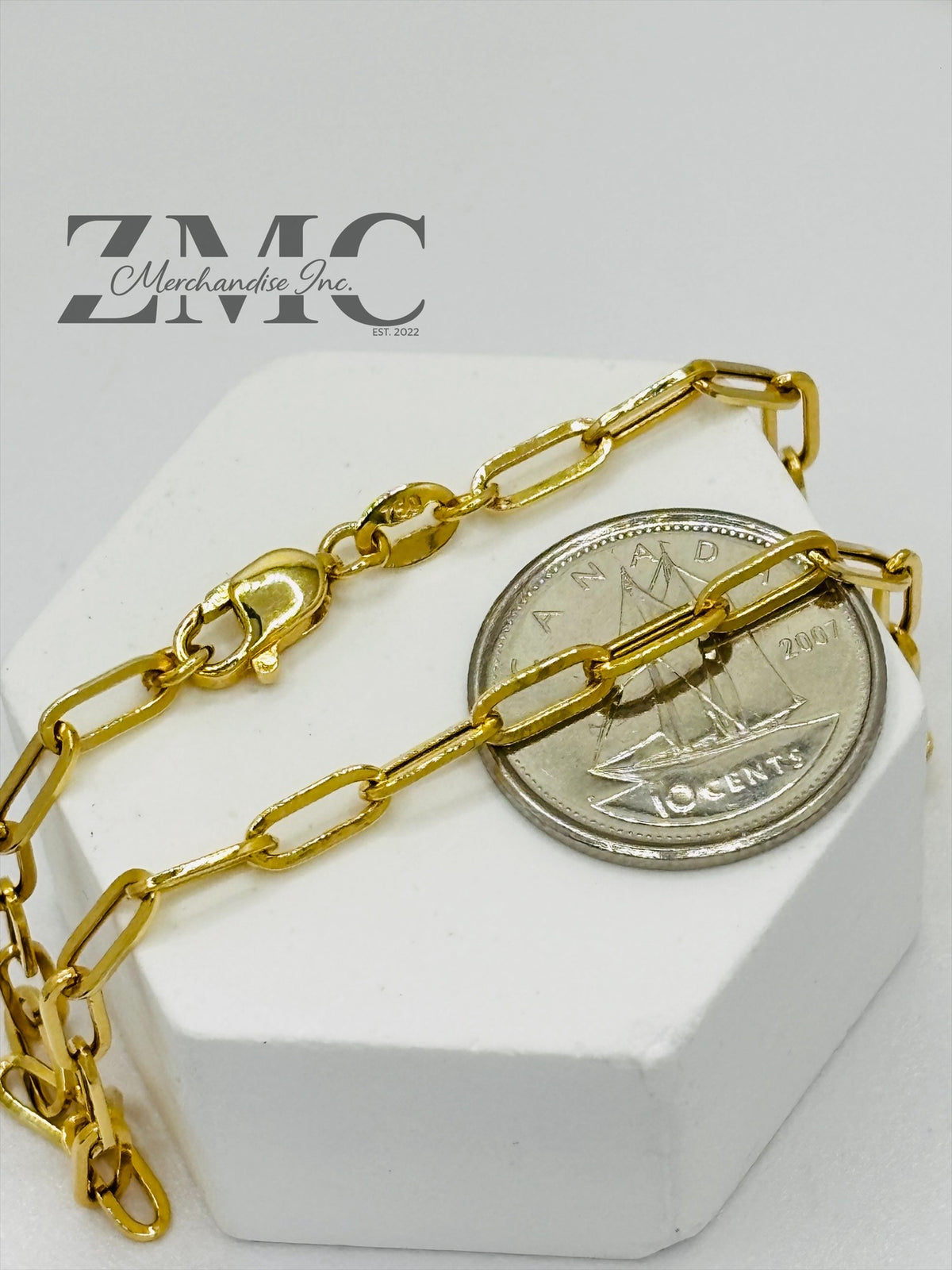 18K Gold Mini Paperclip Bracelet