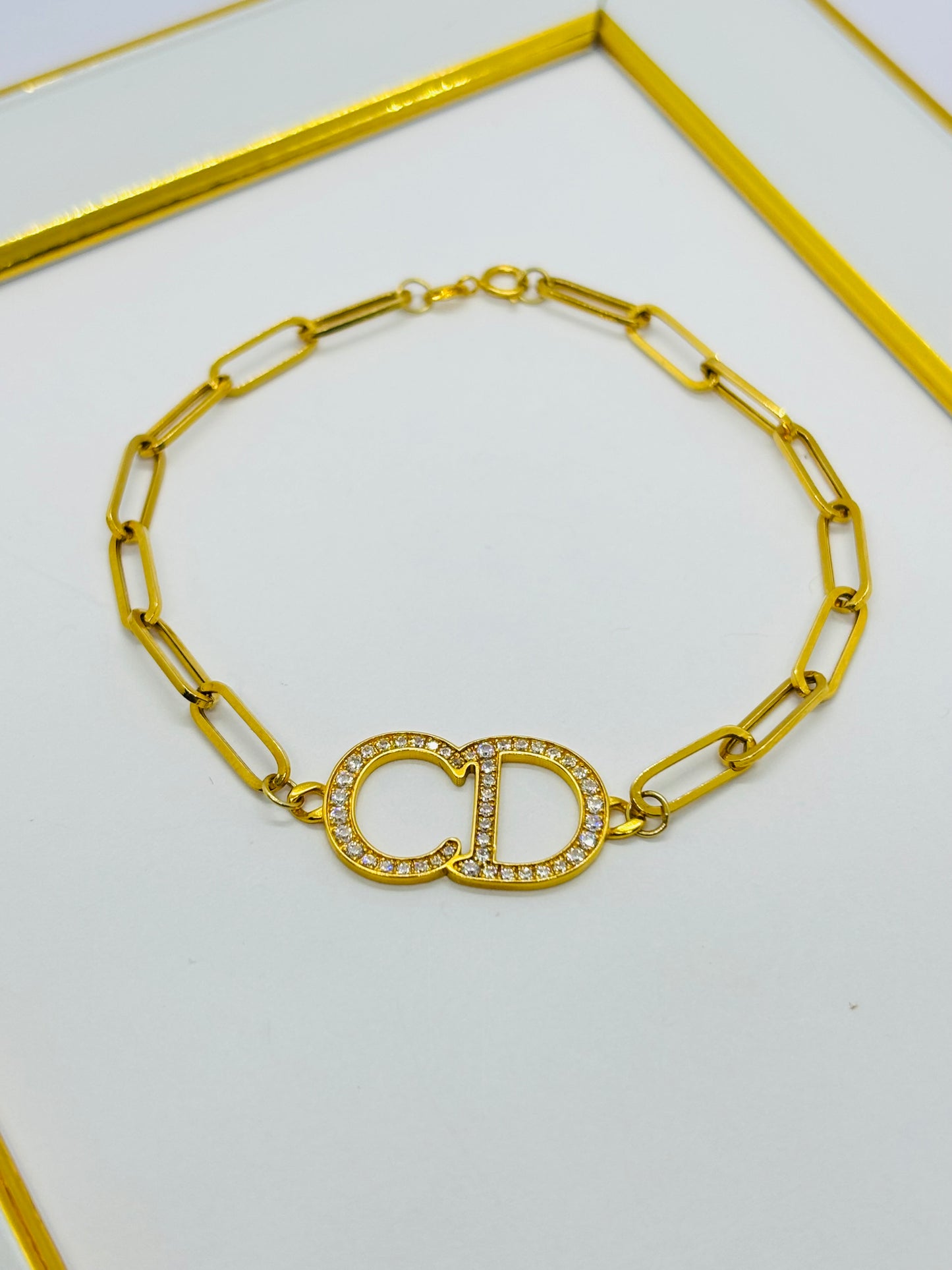 18K Gold Paperclip Bracelet