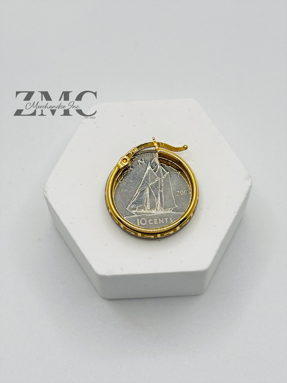 18K Gold Loop F Earrings