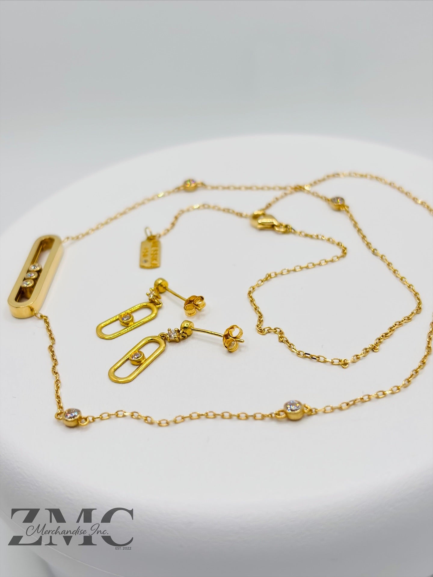18K Gold Necklace and Earrings Set