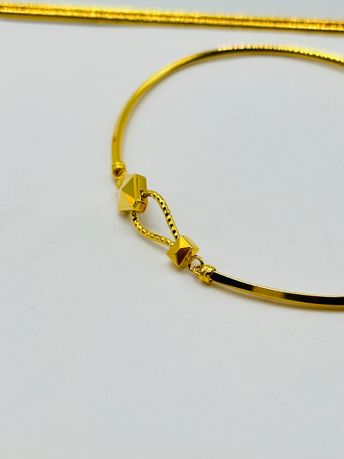 18K Gold Snake Bite Bangle Adjustable