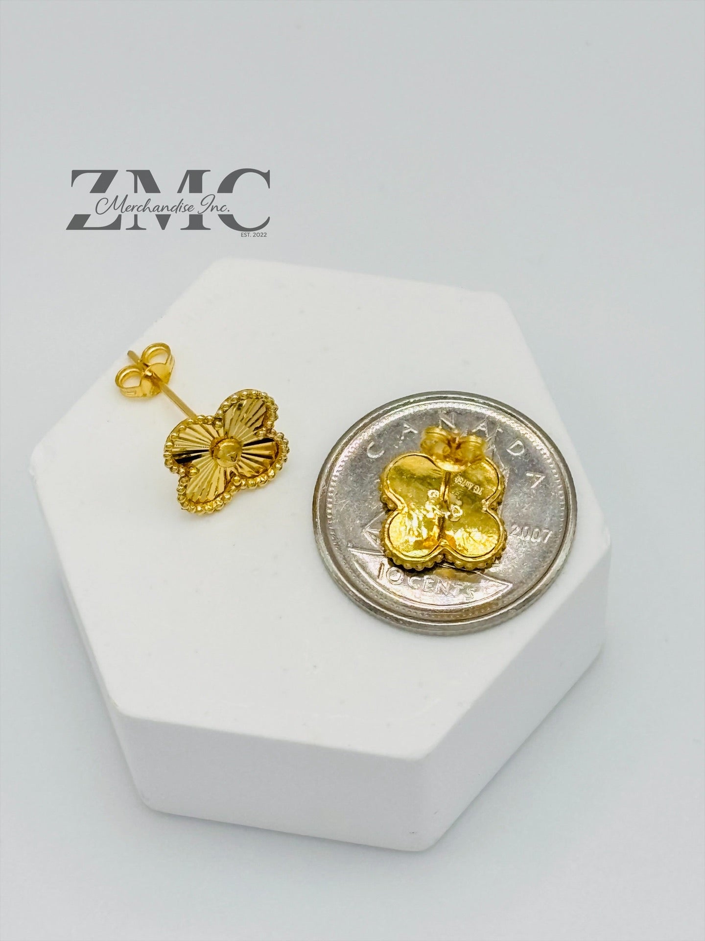 18K Gold Clover Earrings 10 mm