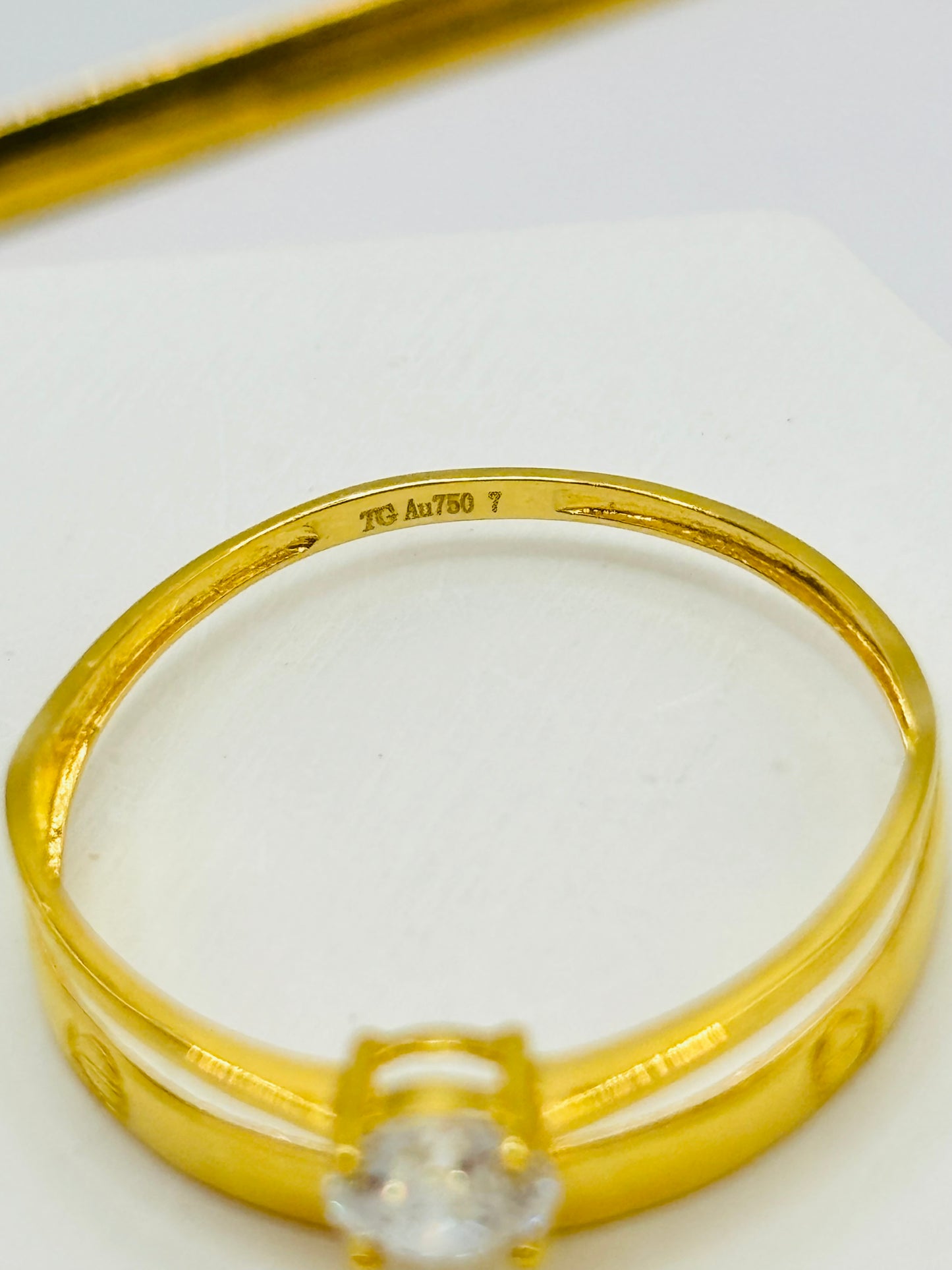 18K Gold Wedding Band with Stone Ring