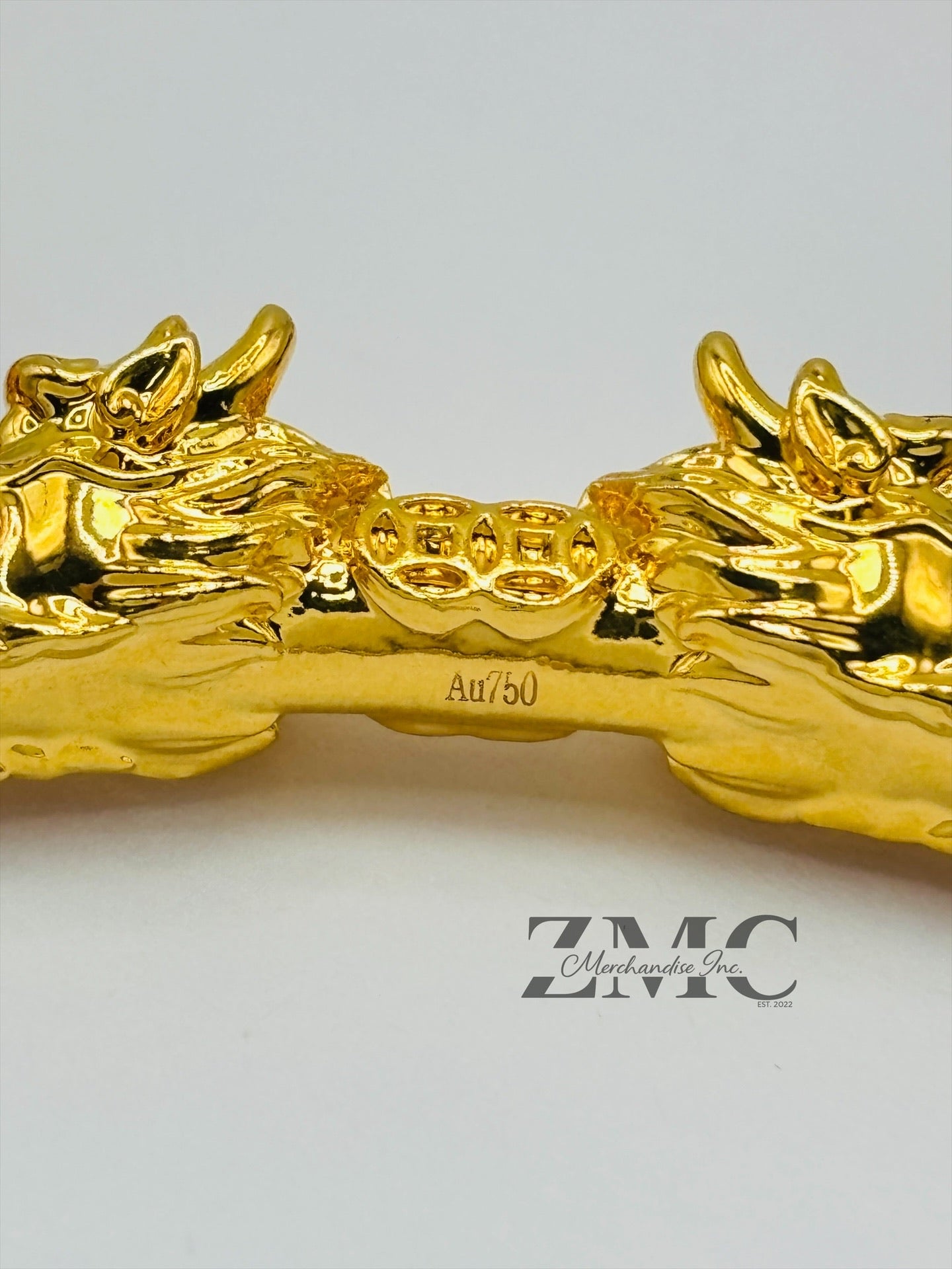 18K Gold Lucky Dragon Bracelet Red String ( Hollow Empty Inside) XXL