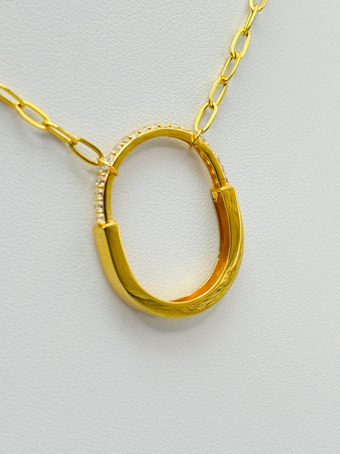 18K Gold Small Link Paperclip Interlock Necklace
