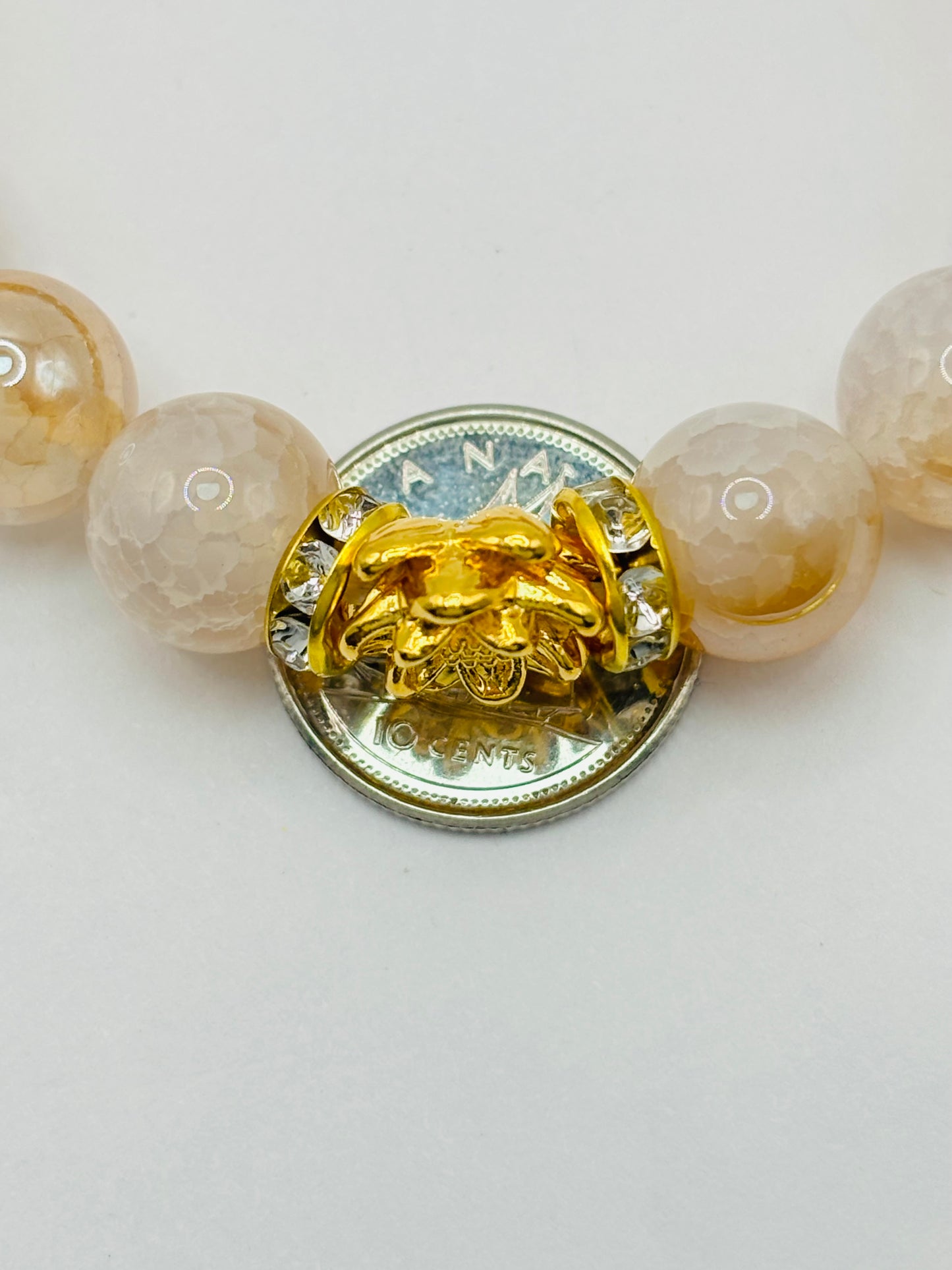18K Gold Lucky Lotus Flower Sun Stone ( Hollow Empty Inside) Medium Size