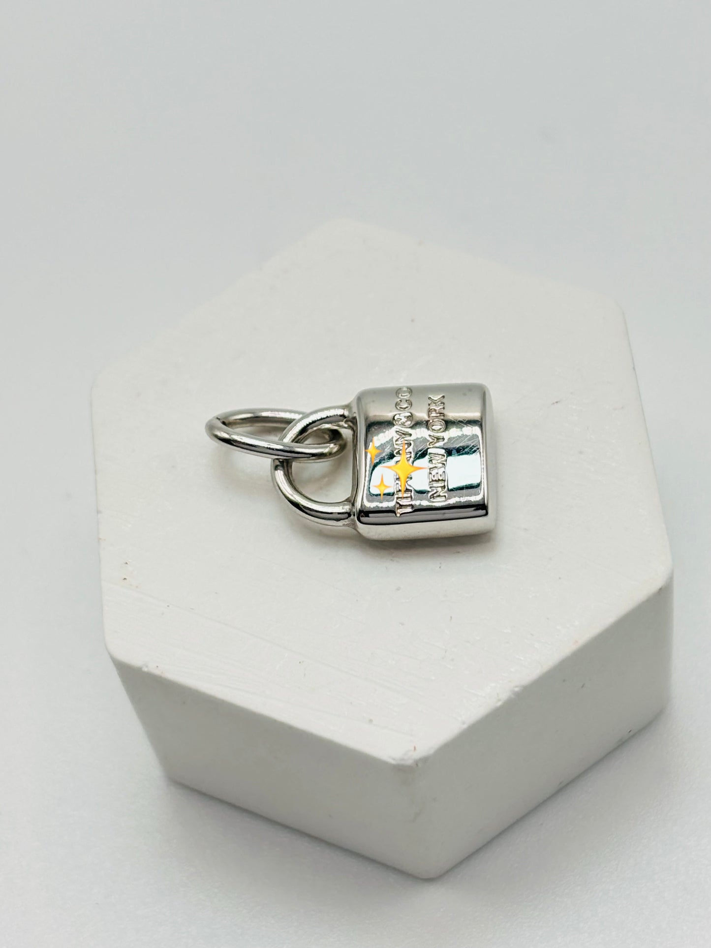 18K Gold White Gold Padlock Pendant
