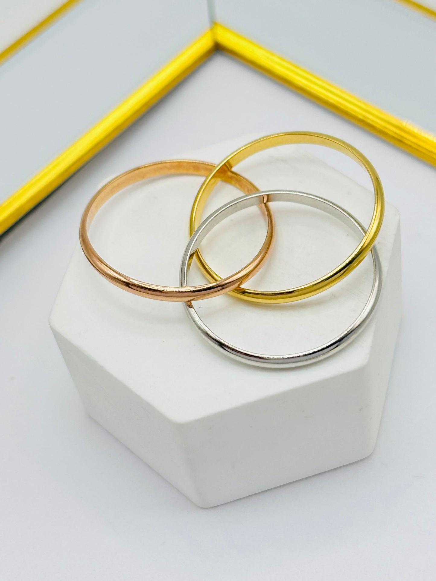 K18 Japan Gold Tri-color 3 in 1 Ring