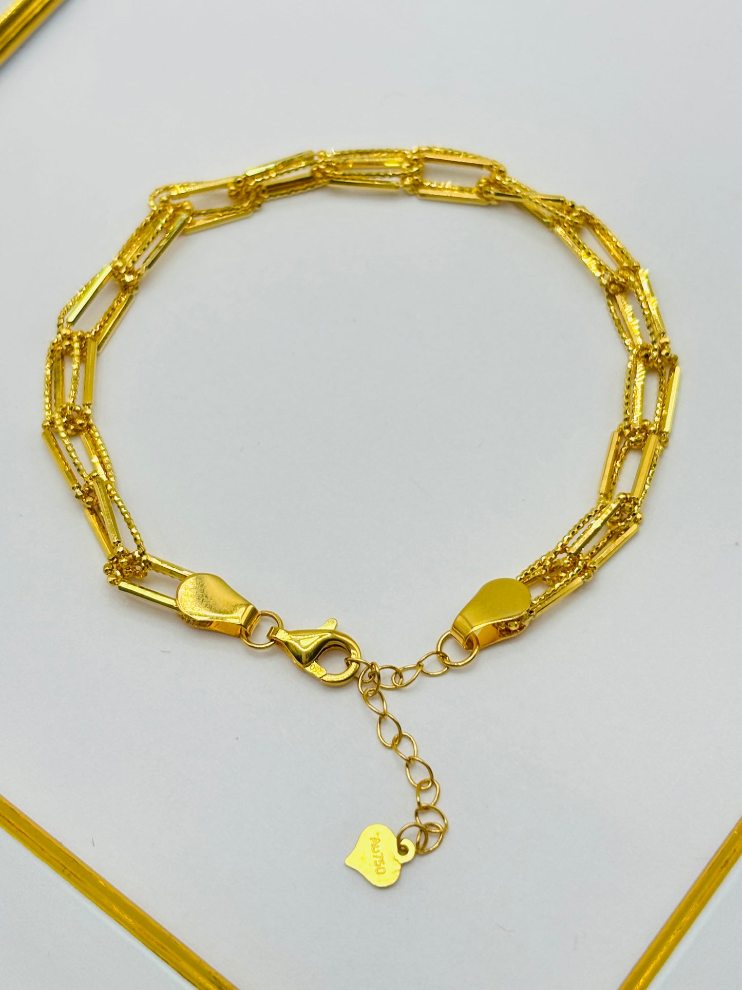 18K Gold Double Paperclip Bracelet