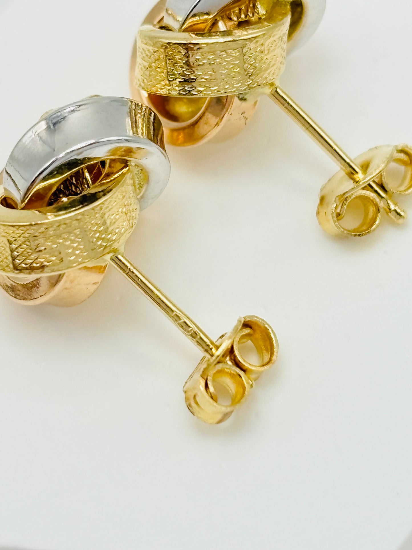 18K Gold Tri-color Knot Earrings