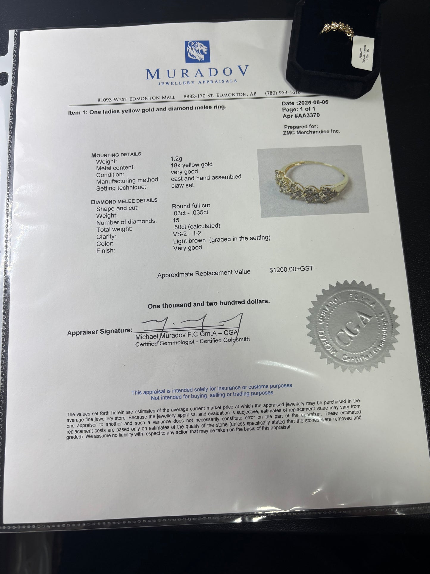 K18 Japan Gold Heart Natural Diamond Ring 0.50 carat