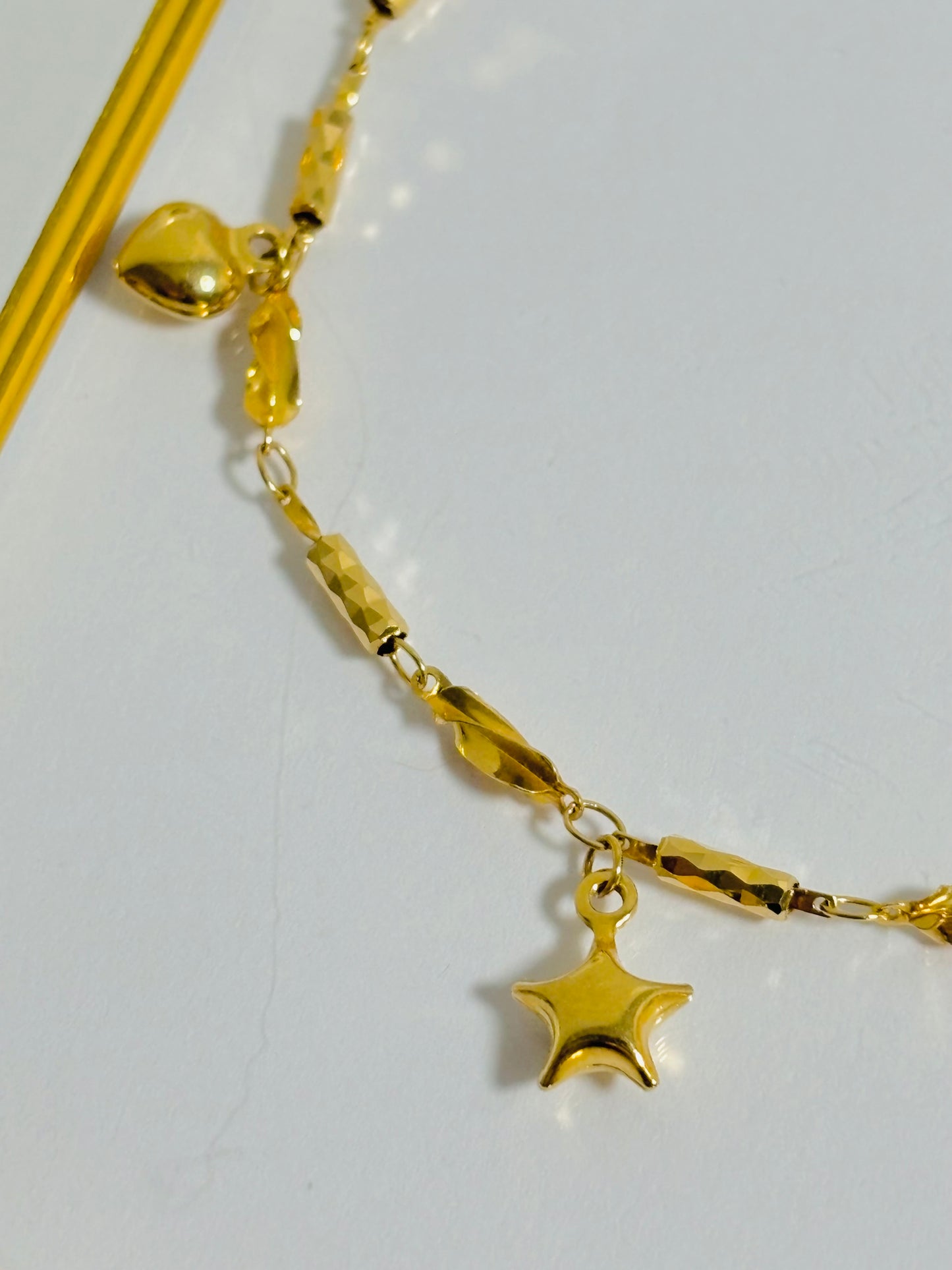 18K Gold Heart and Star Bracelet