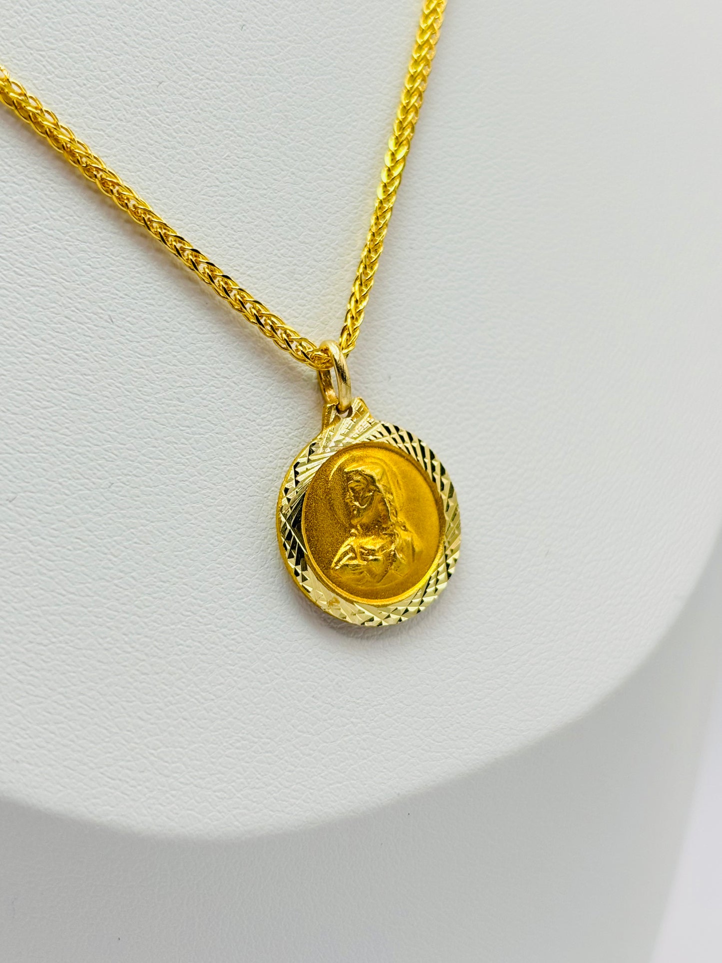 18K Gold Back to Back Religious Necklace