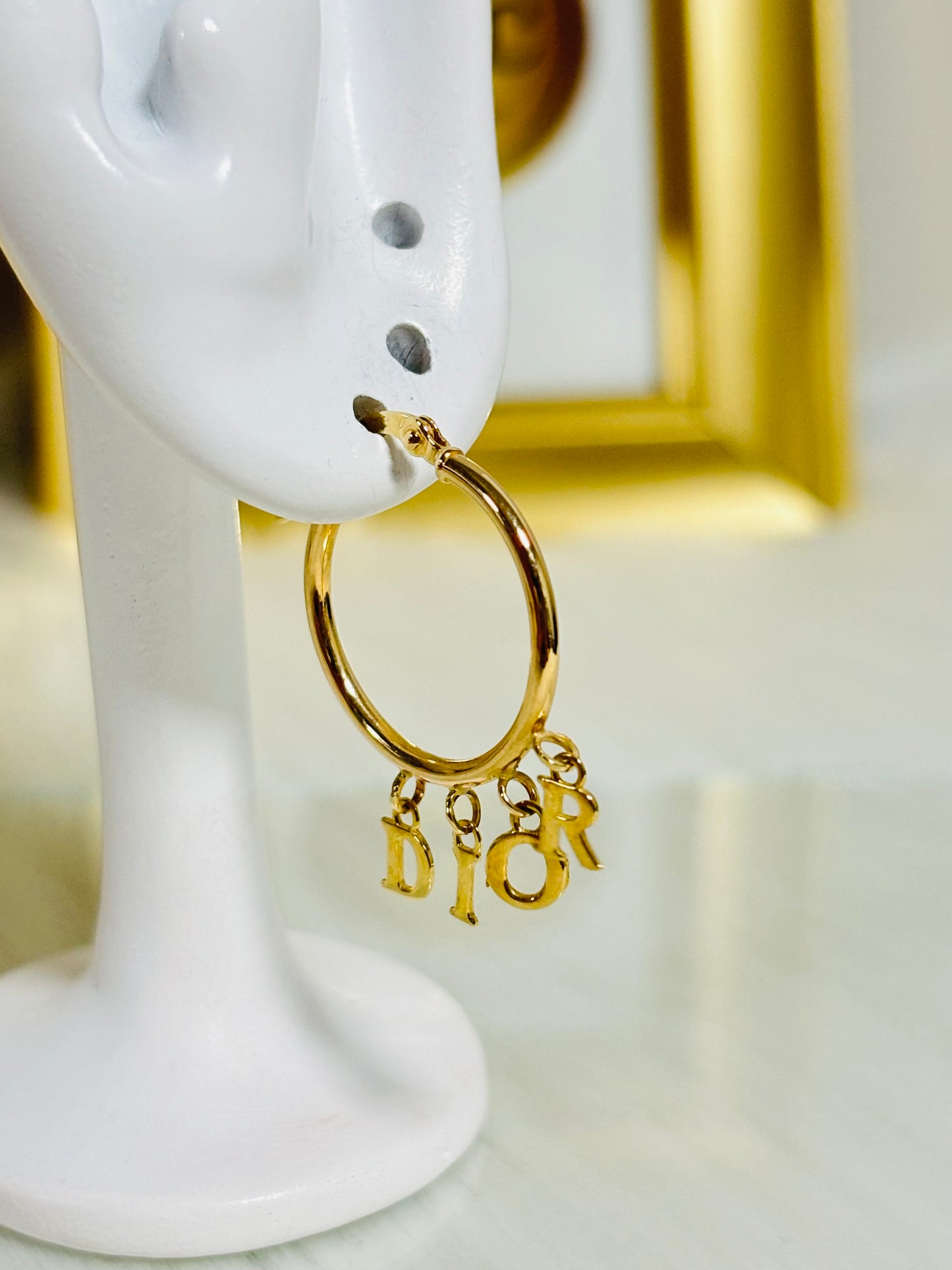 18K Gold D Loop Earrings