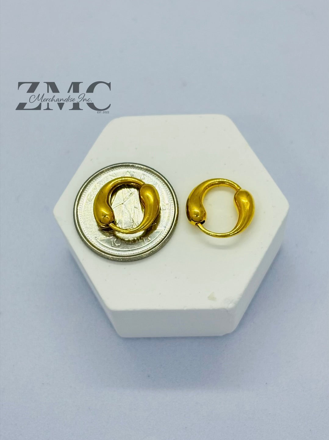 18K Gold Teardrop Loop Earrings Huggies