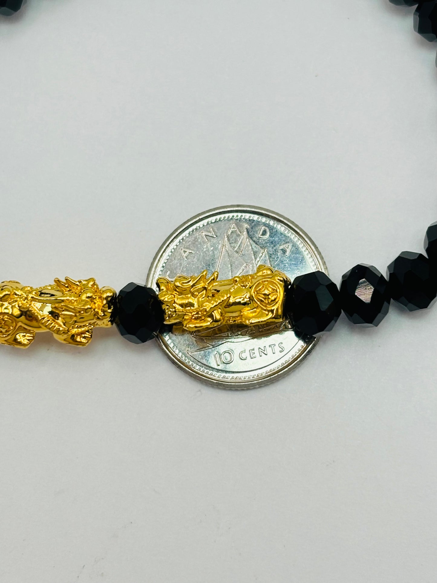 18K Gold  Double Lucky Piyao/ Pi Xiu Black Stone  ( Hollow Empty Inside) Small Size