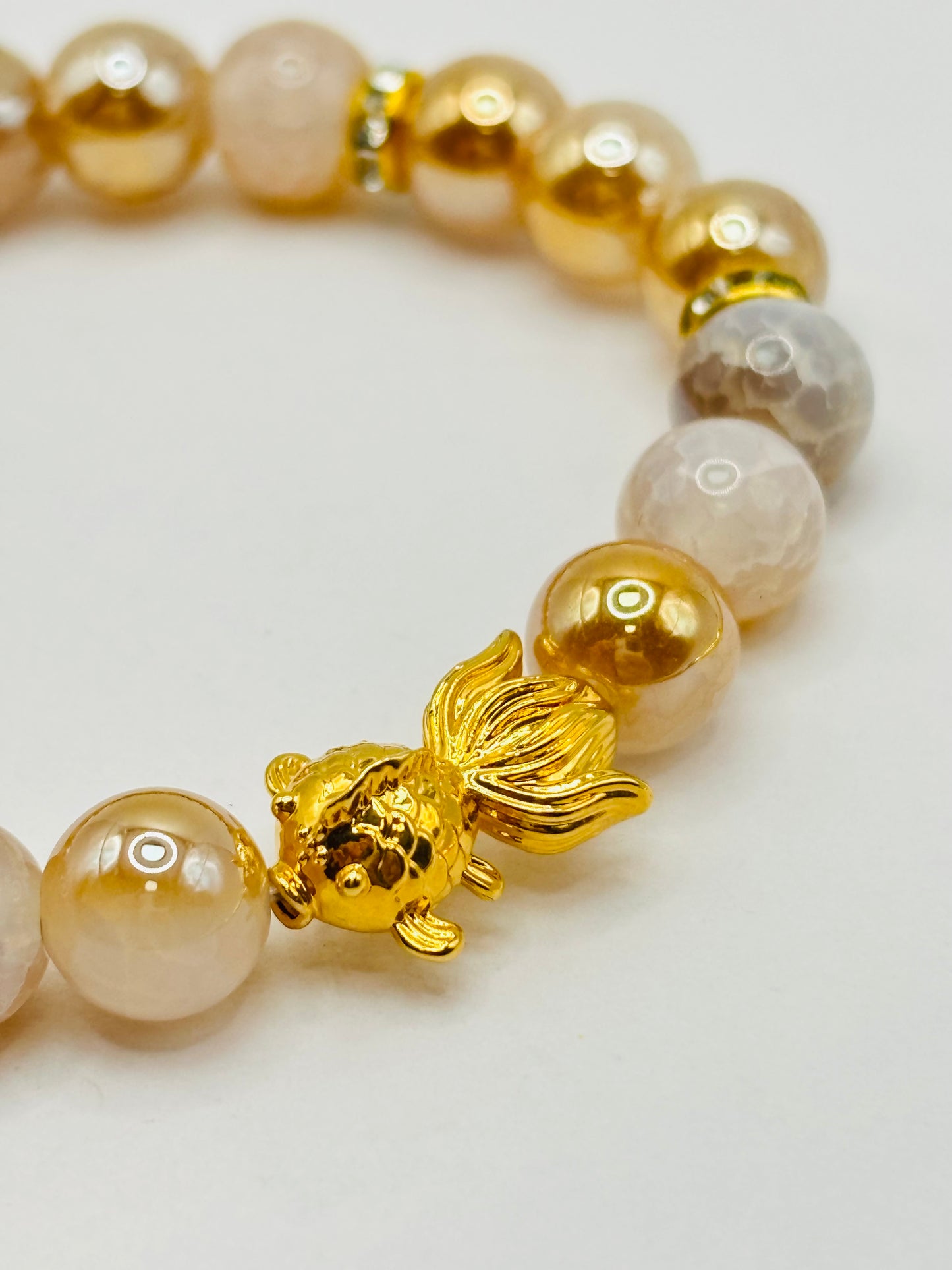 18K Gold Lucky Koi Fish Sun Stone ( Hollow Empty Inside) Medium Size