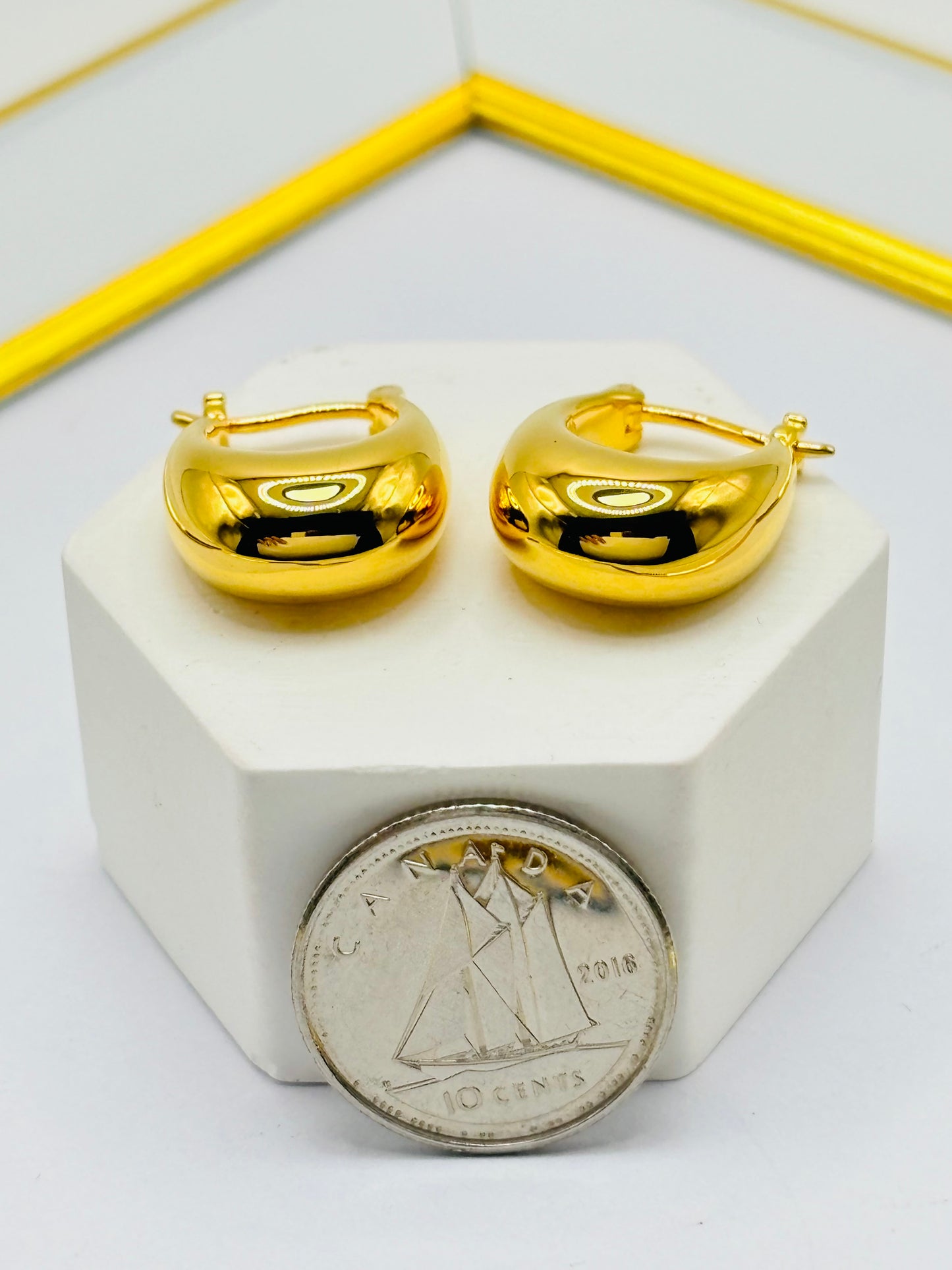 18K Gold Small Dome Loop Earrings (Electroform)