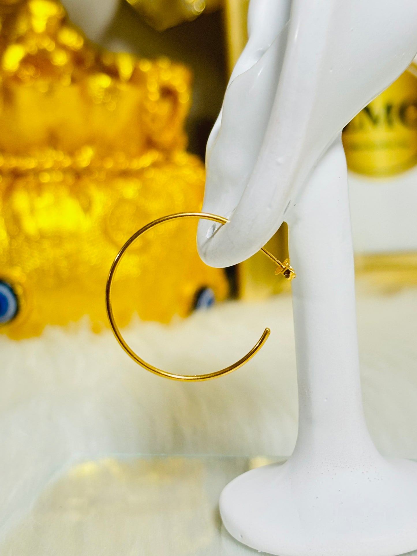 18K Gold Stud Loop Earrings