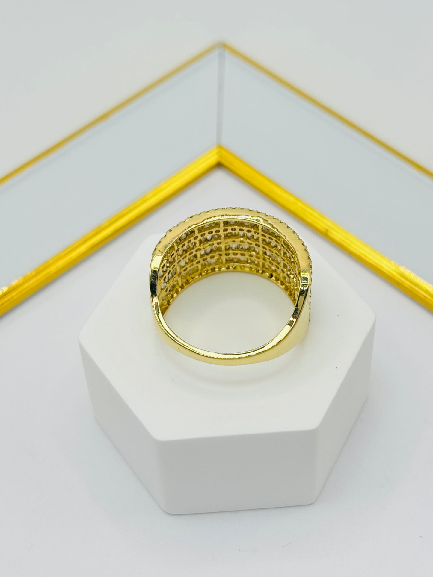 K18 Japan 4 Layered Natural Diamond Baguette Ring 1.5 carat