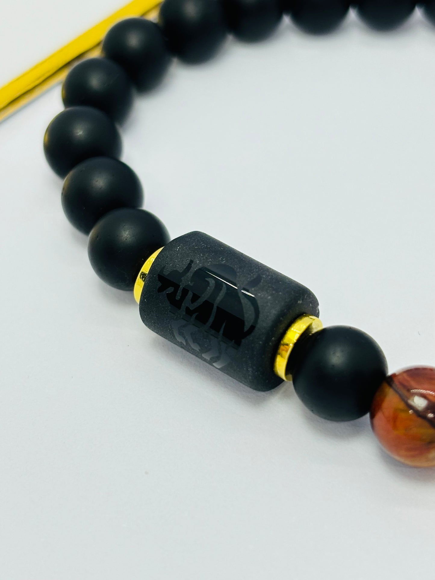 18K Gold Lucky Piyao/ Pi Xiu Black Stone with Taurus Zodiac Sign Barrel ( Hollow Empty Inside) Extra Large Size