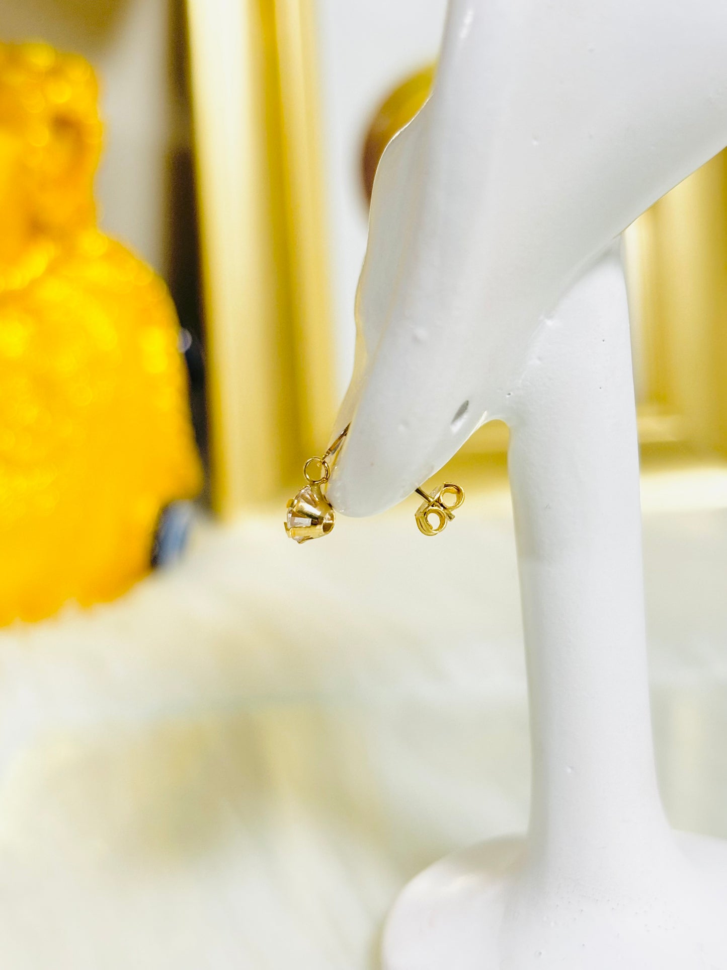 18K Gold Dangling Zircon Stone Earrings