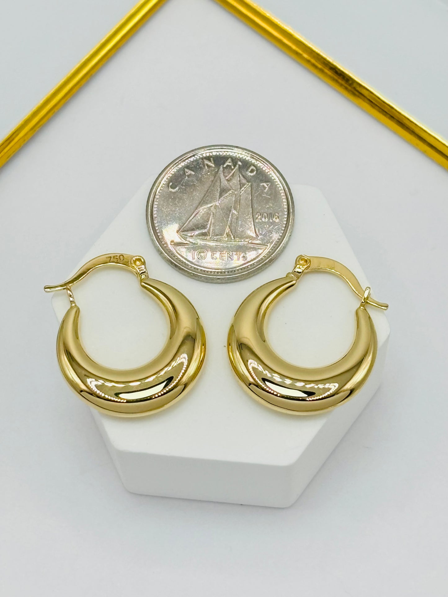 18K Gold Plain Loop Earrings