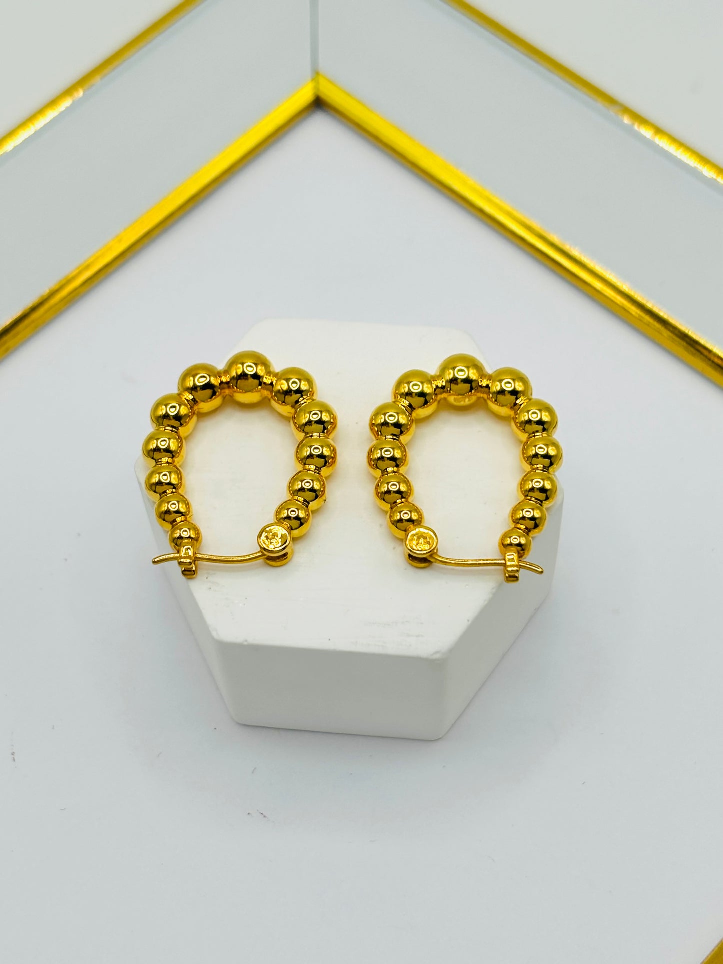 18K Gold Bubble Loop Earrings (Electroform)