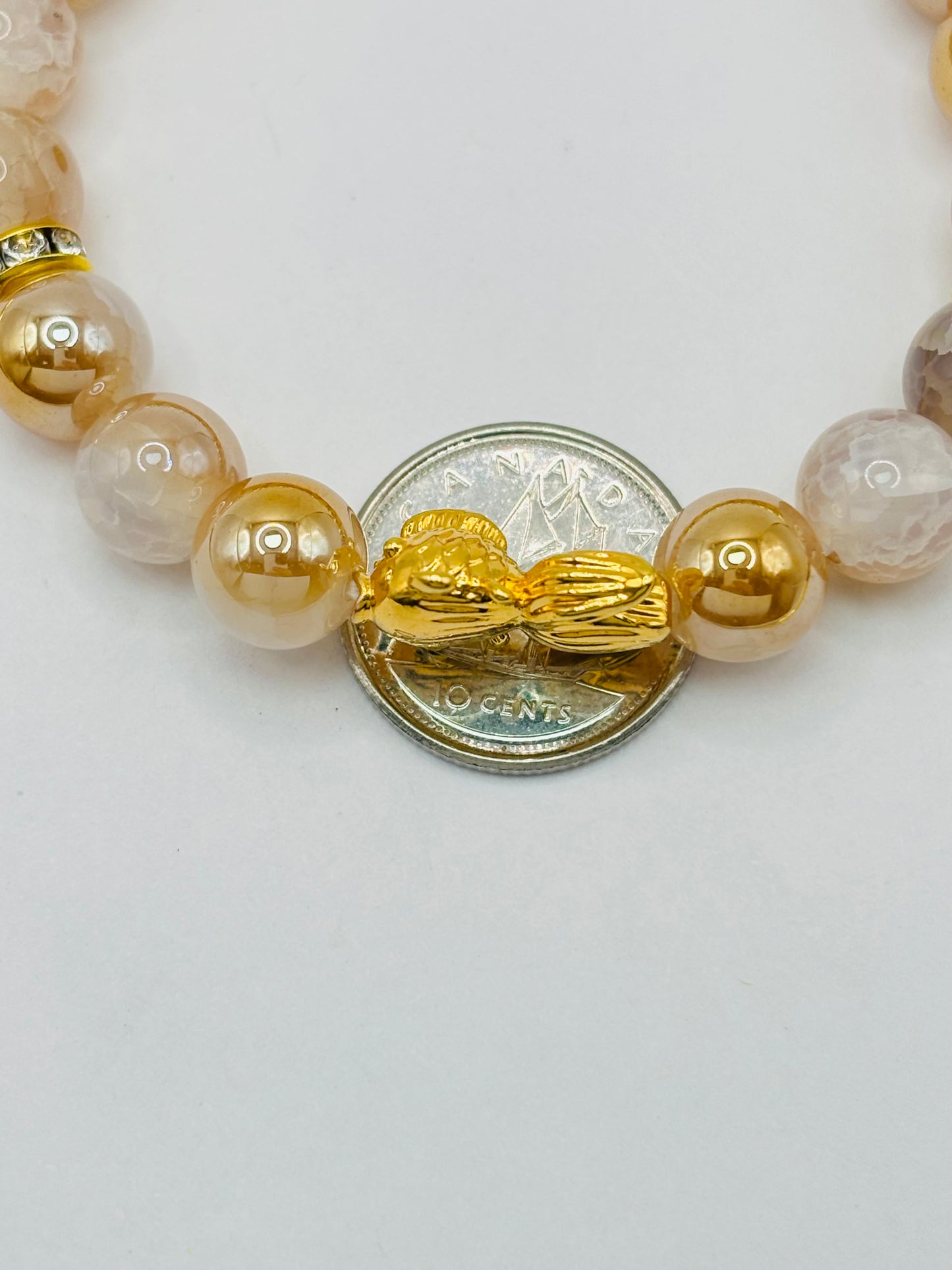 18K Gold Lucky Koi Fish Sun Stone ( Hollow Empty Inside) Medium Size