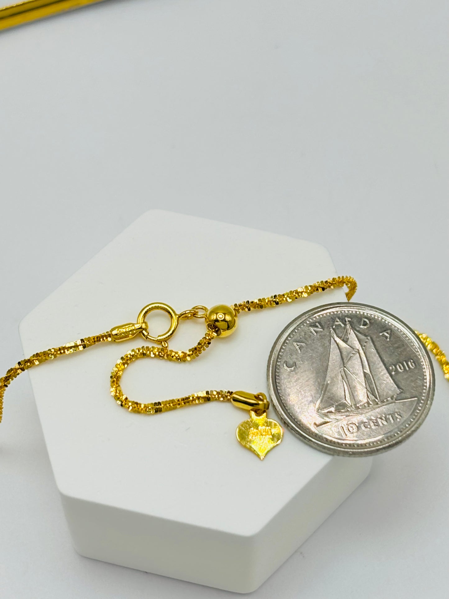 18K Gold Diamond Cut Chain Adjustable