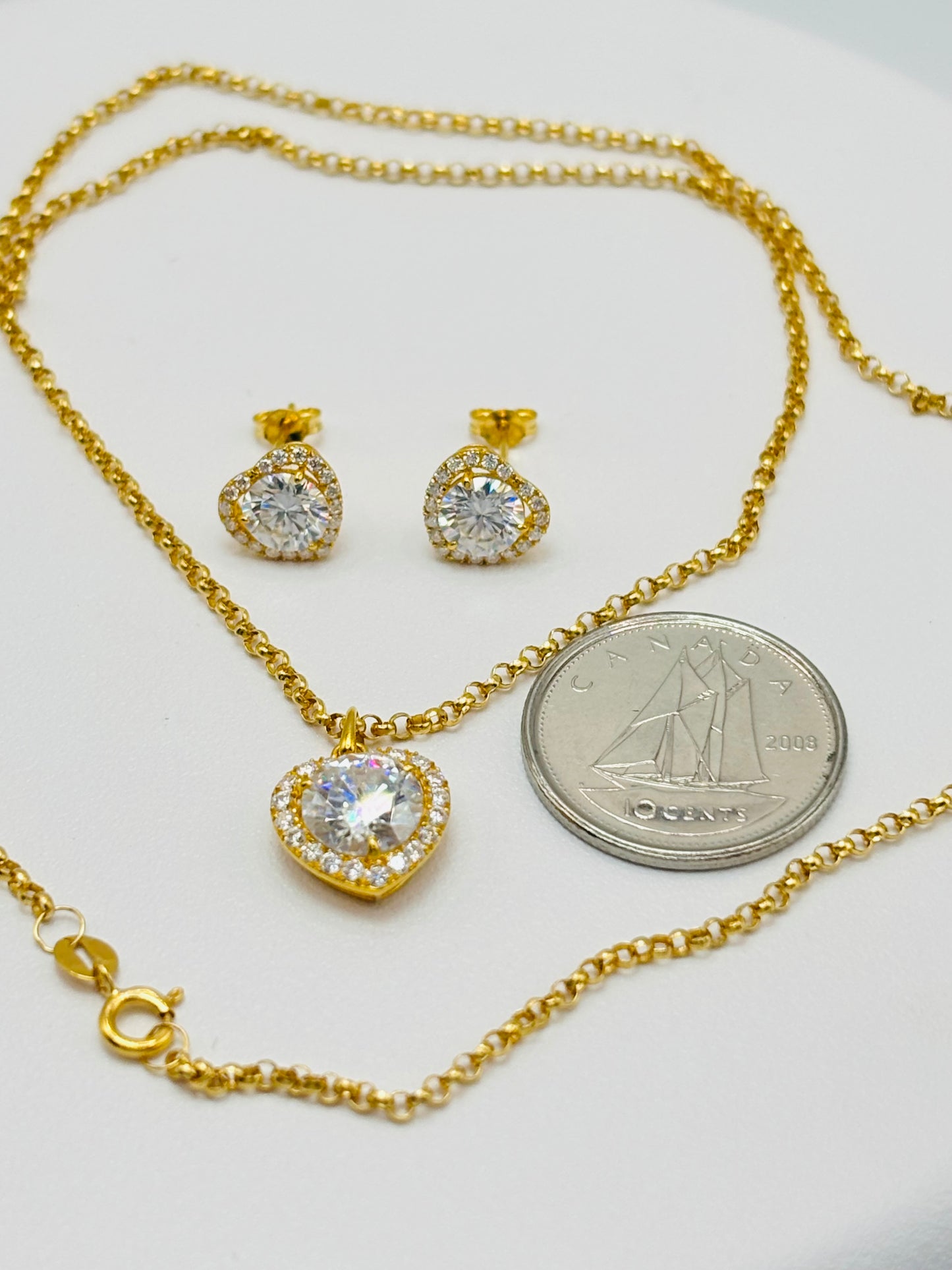 18K Gold Moissanite Diamond Necklace and Earrings Set