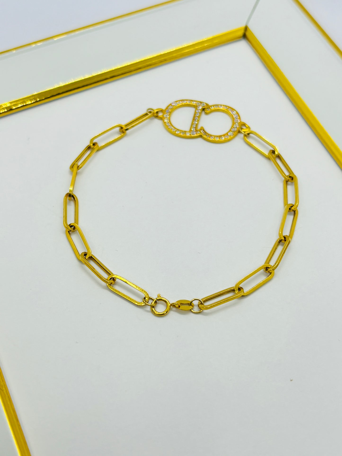 18K Gold Paperclip Bracelet