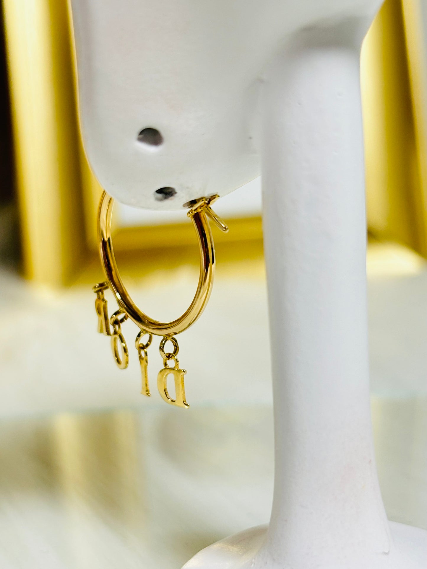 18K Gold D Loop Earrings