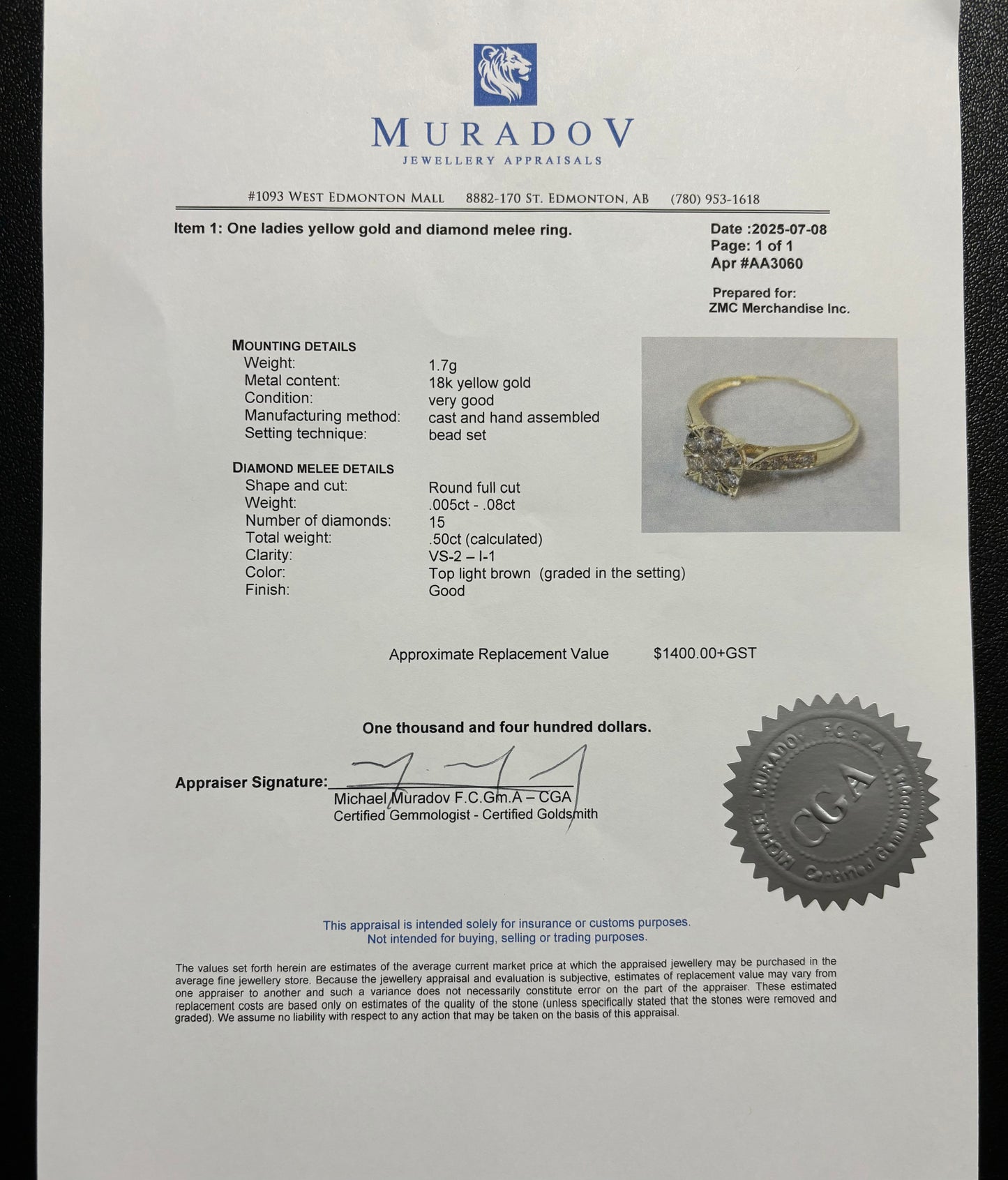 K18 Japan Gold Solitaire 0.50 carat Natural Diamond Ring