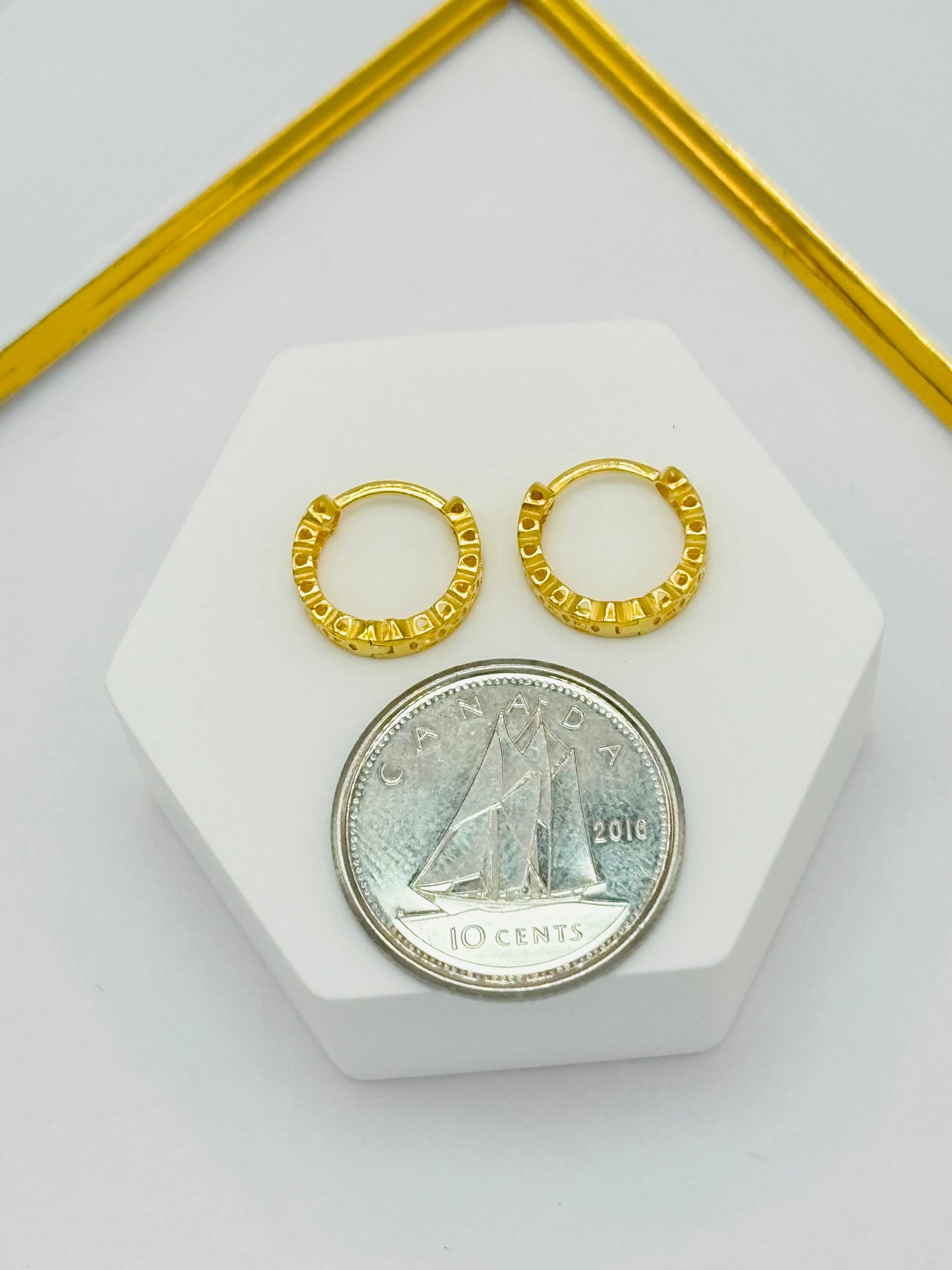 18K Gold Money Cather Huggies/Kids Loop Earrings