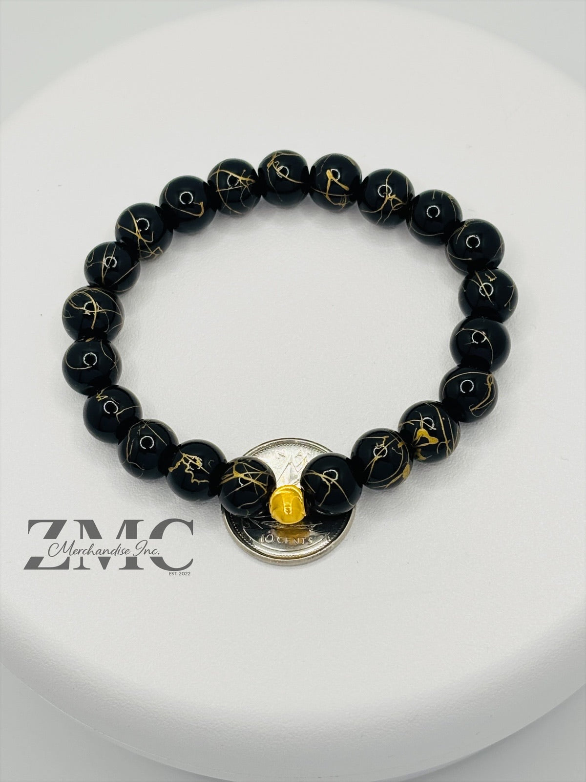 18K Gold Cats Eye Ball with Black Gold Stone