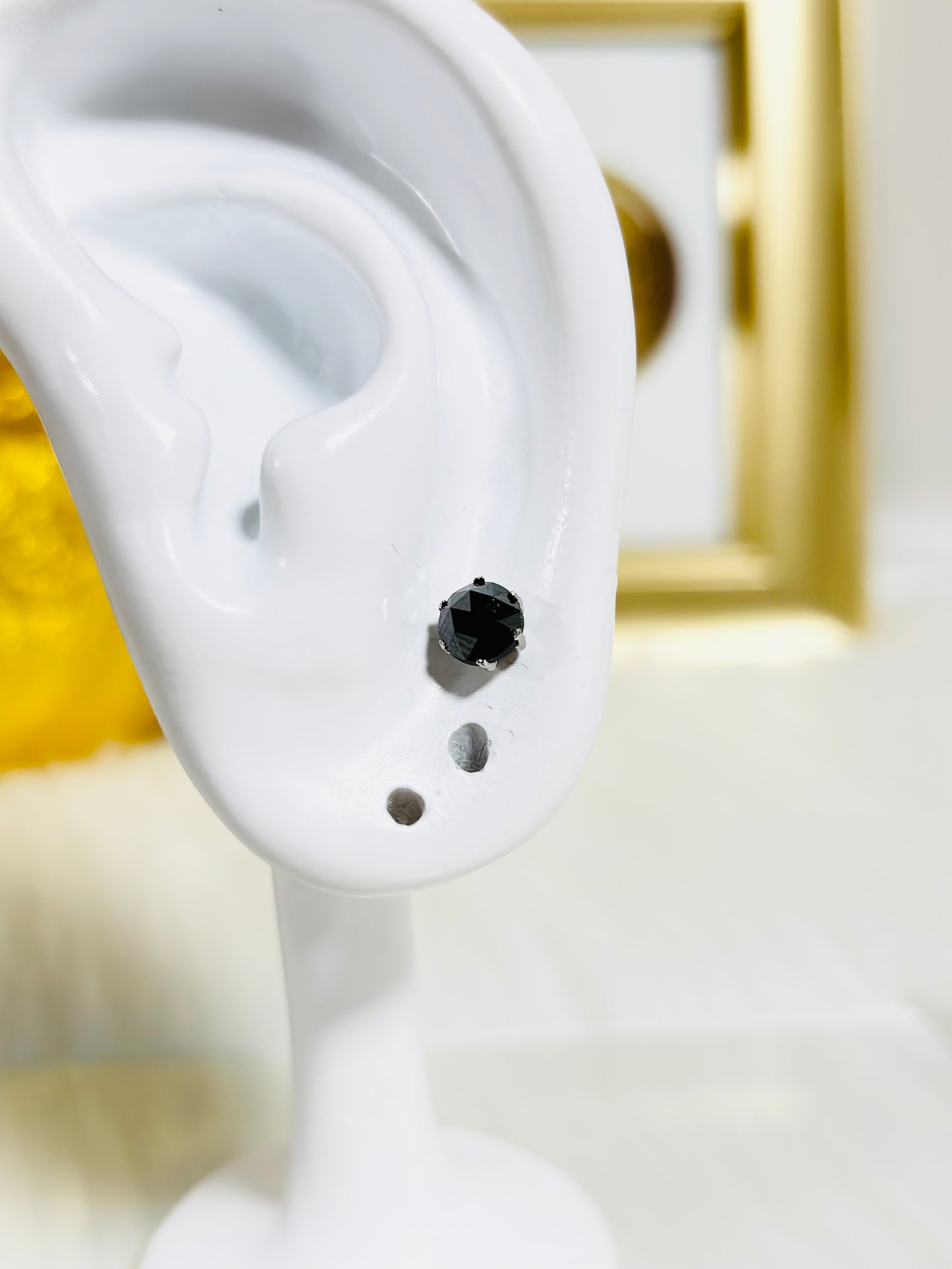 K18 Japan Platinum 1 total carat Natural Black Diamond Earrings