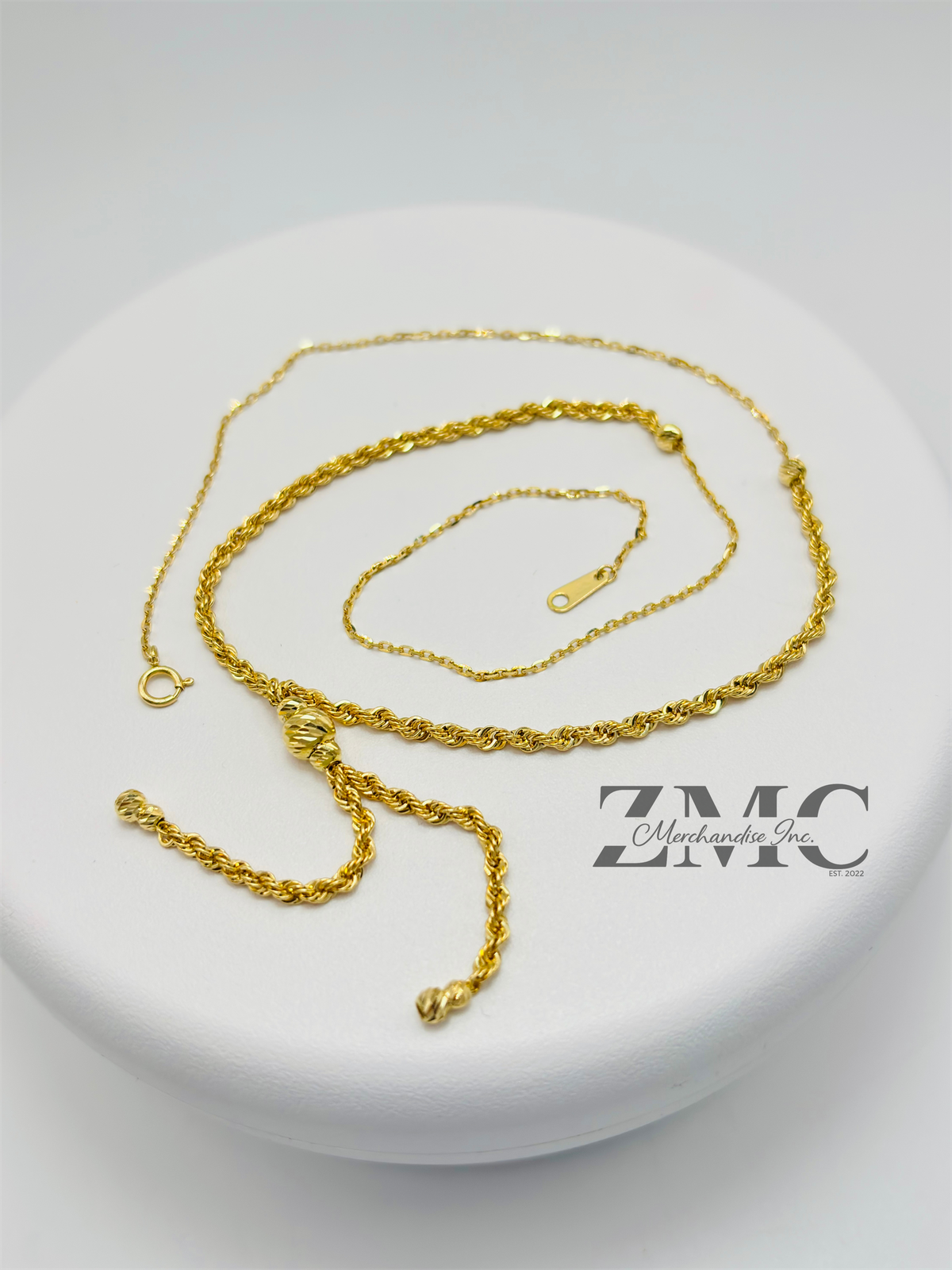 18K Gold Rope Ball Necklace