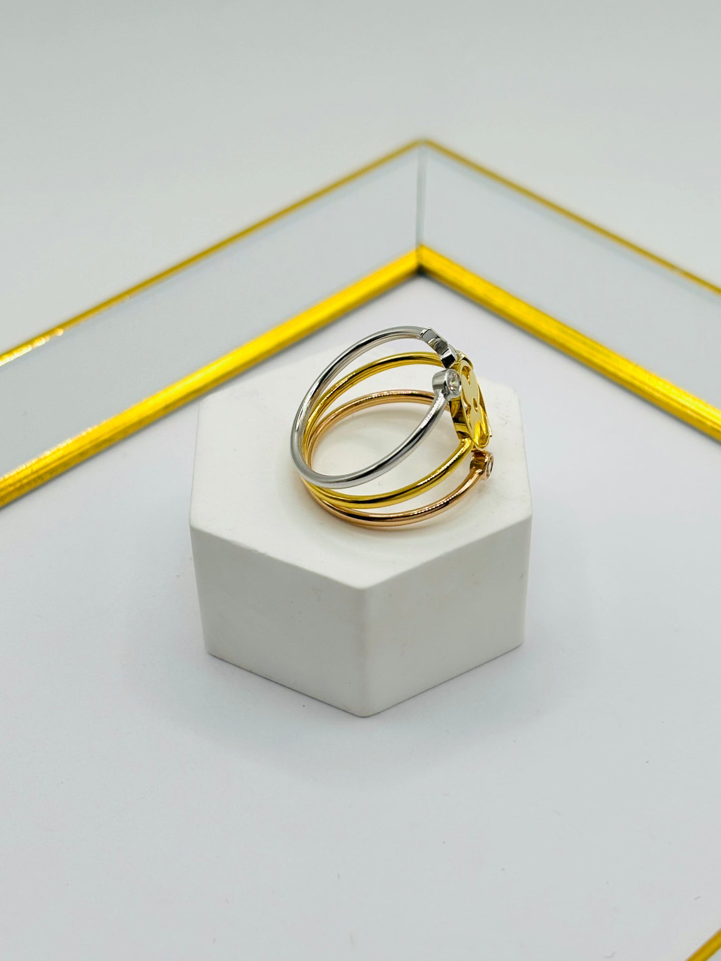 18K Gold Tri-Color Power Ring (Comfort Fit)