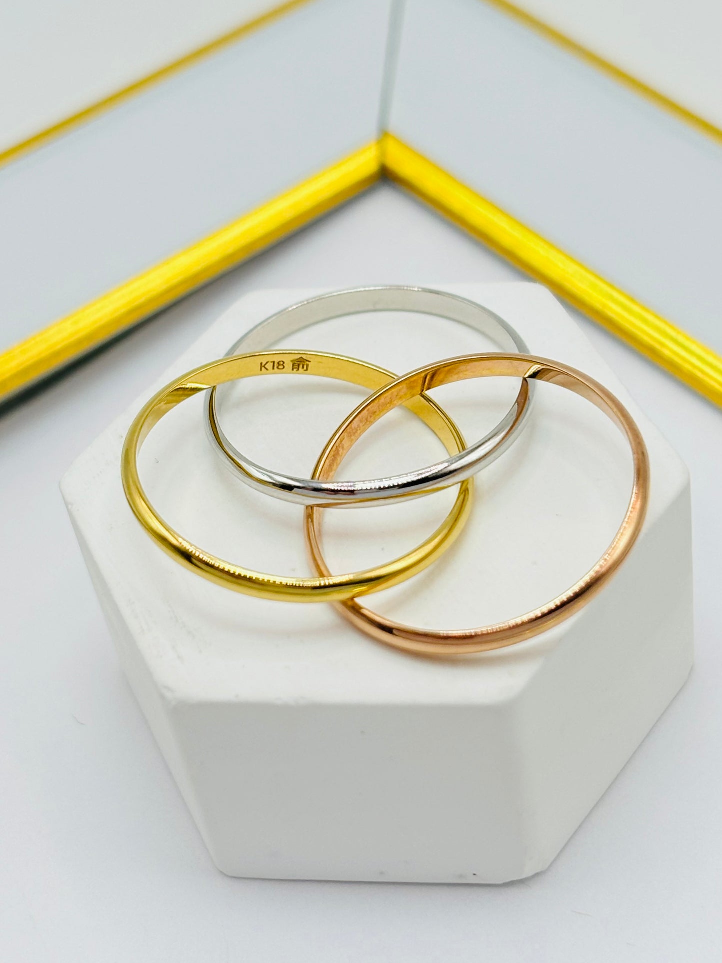 K18 Japan Gold Tri-color 3 in 1 Ring