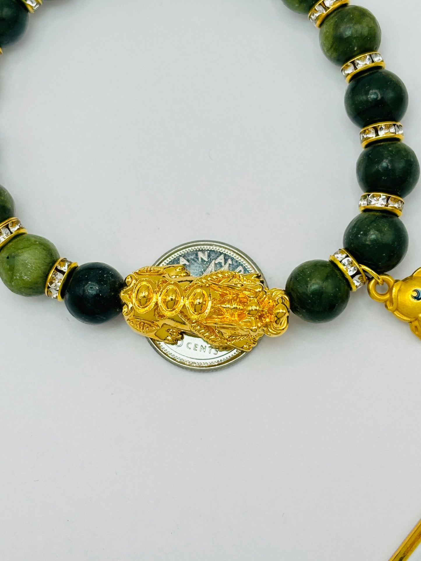 18K Gold Lucky Piyao/ Pi Xiu Bracelet Jade Koi ( Hollow Empty Inside) Extra Large Size
