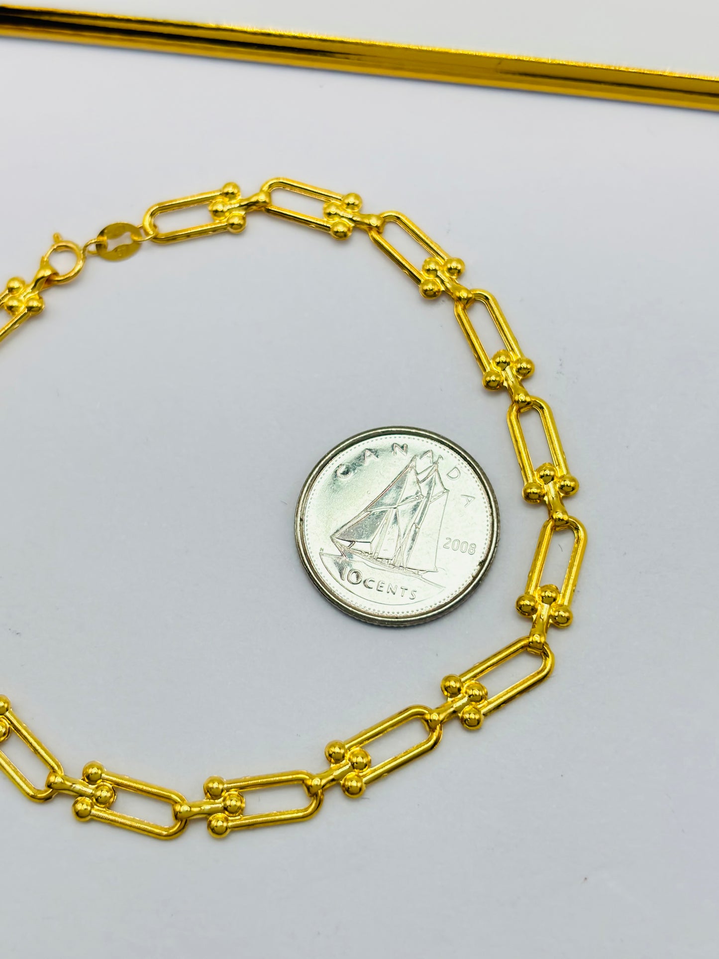 18K Gold Flat Mini Hardware Bracelet