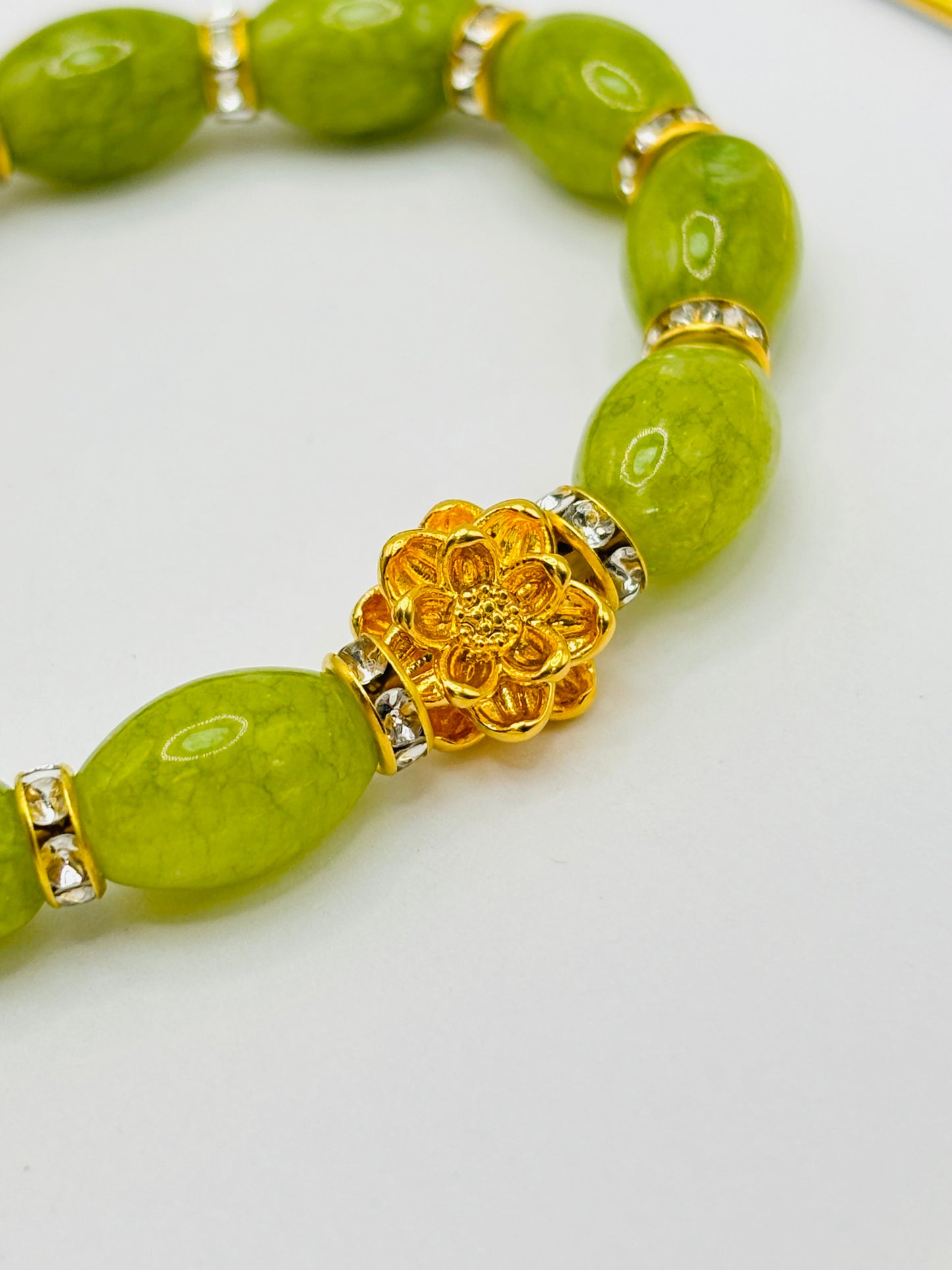 18K Gold Lucky Lotus Flower Jade Stone ( Hollow Empty Inside) Medium Size