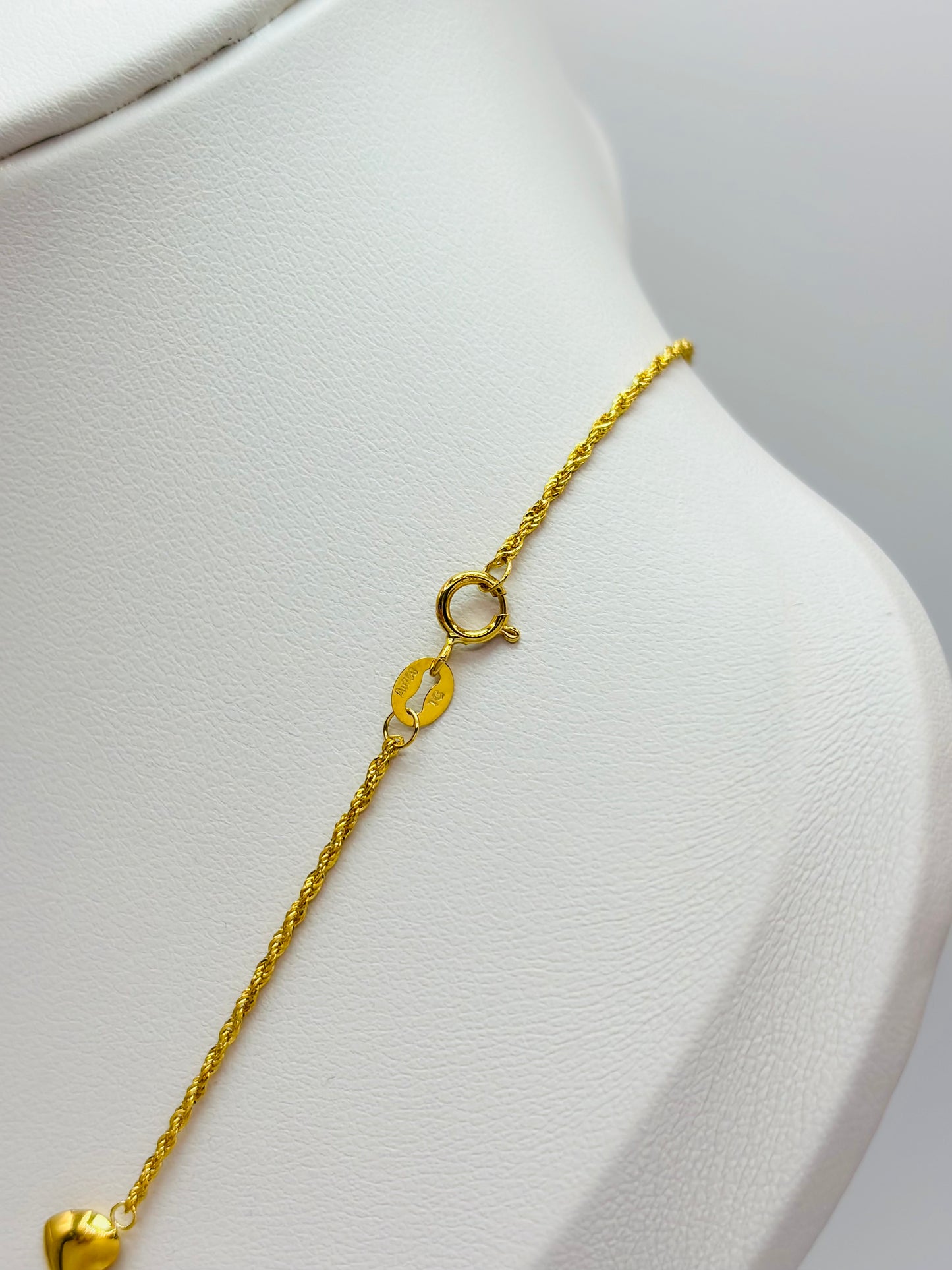 18K Gold Rope with Attached Heart Necklace