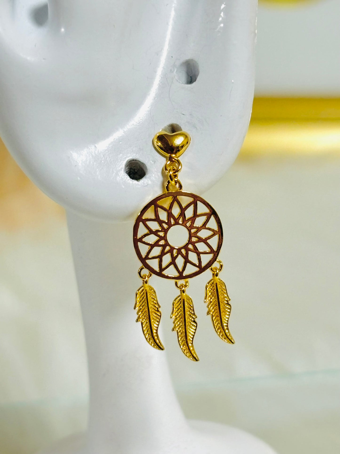 18K Gold dream Catcher Earrings and Pendant Set